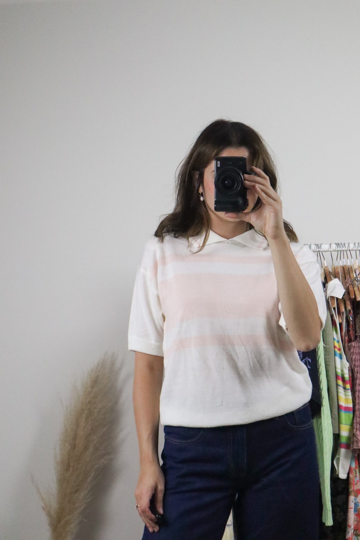 Vintage x Collared Striped Top (M)