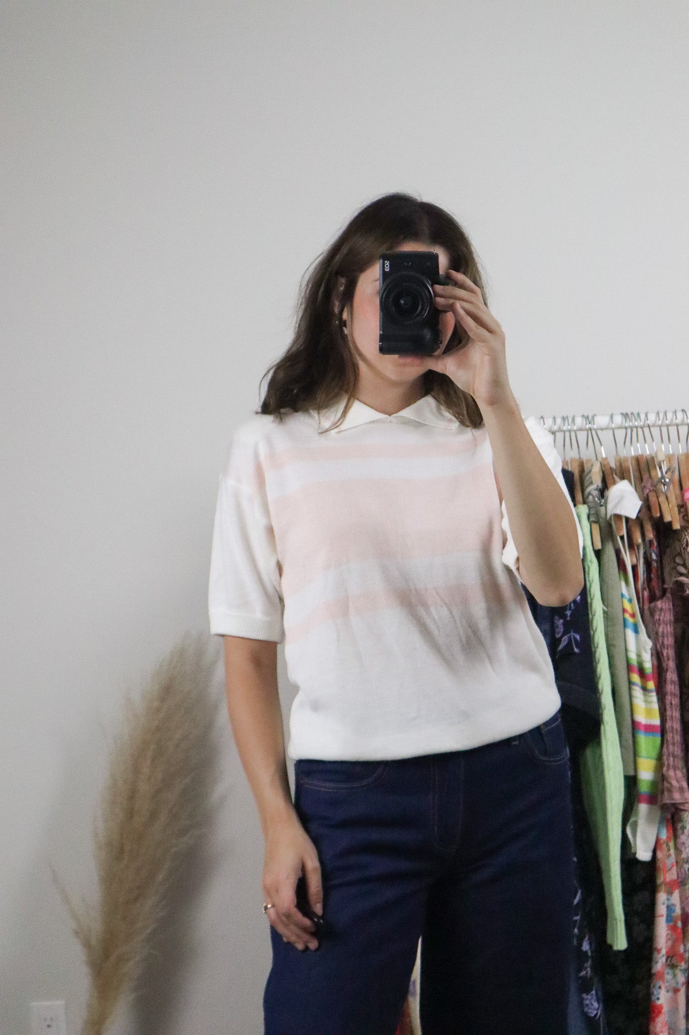 Vintage x Collared Striped Top (M)