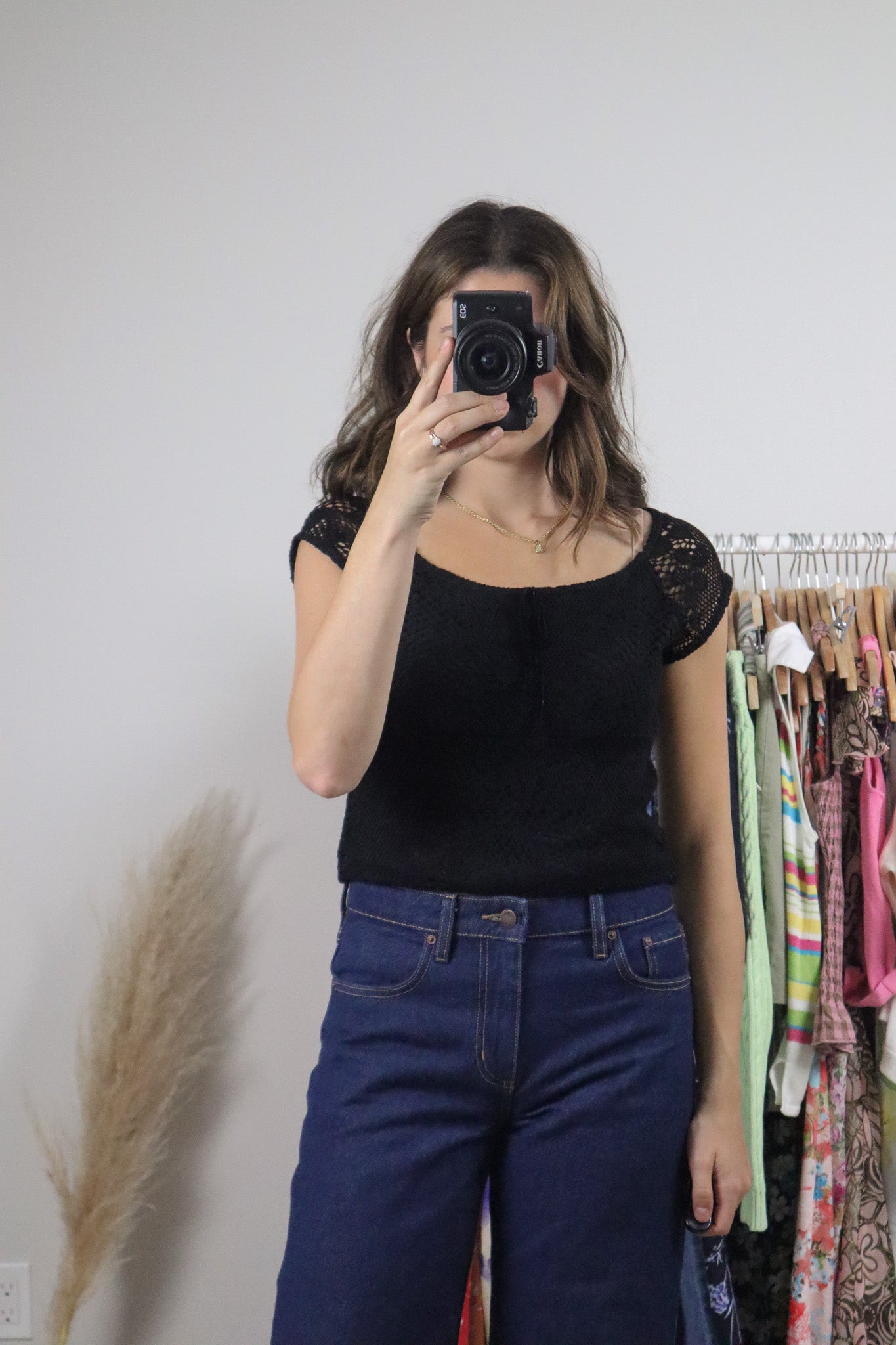 Made in Canada x Vintage x Lace Short-Sleeve Knit (M)