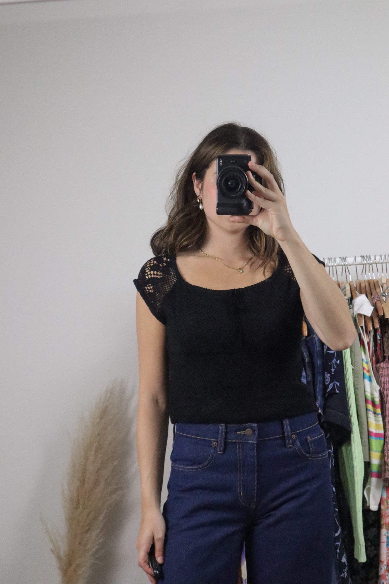 Made in Canada x Vintage x Lace Short-Sleeve Knit (M)