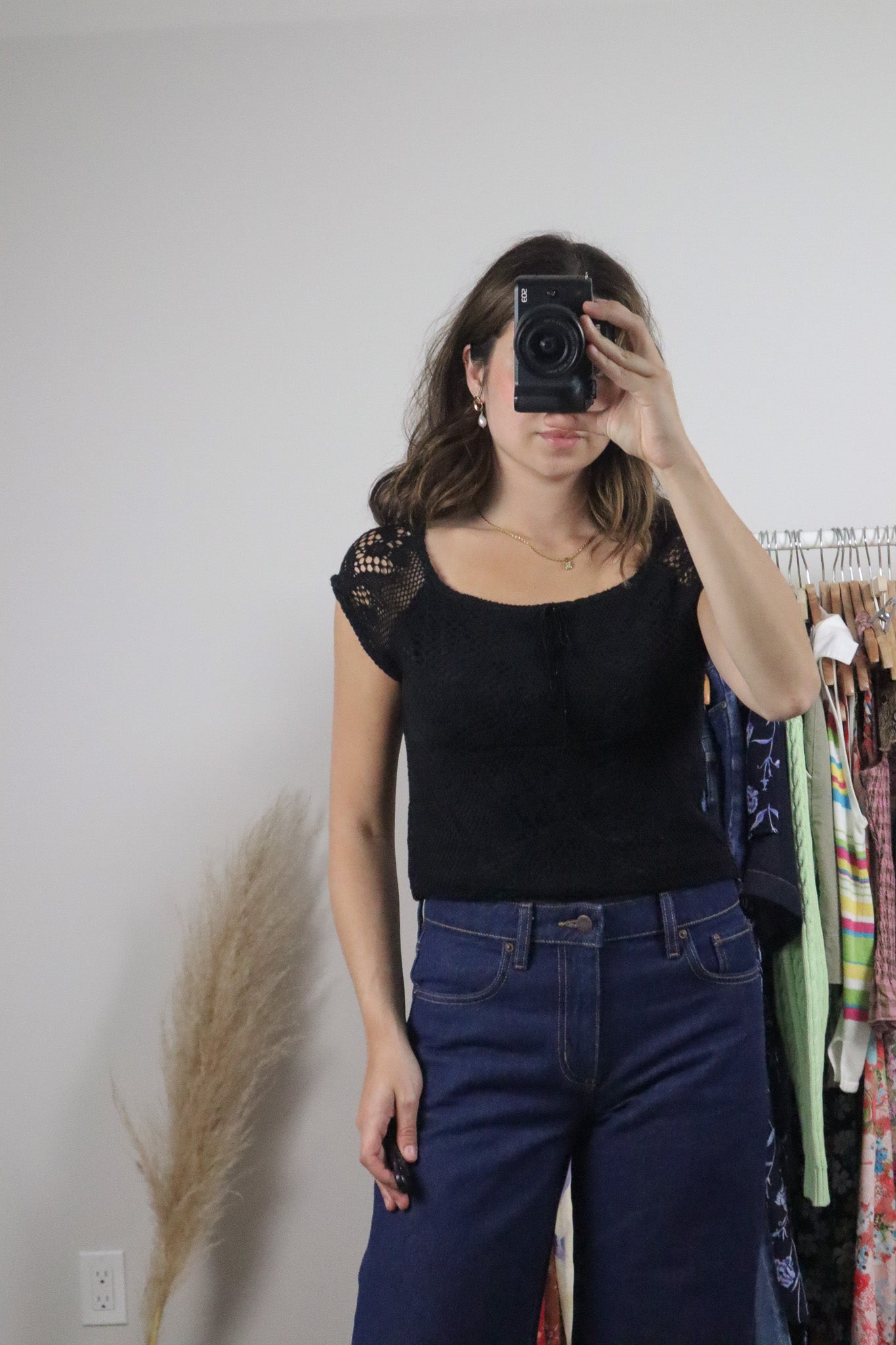 Made in Canada x Vintage x Lace Short-Sleeve Knit (M)