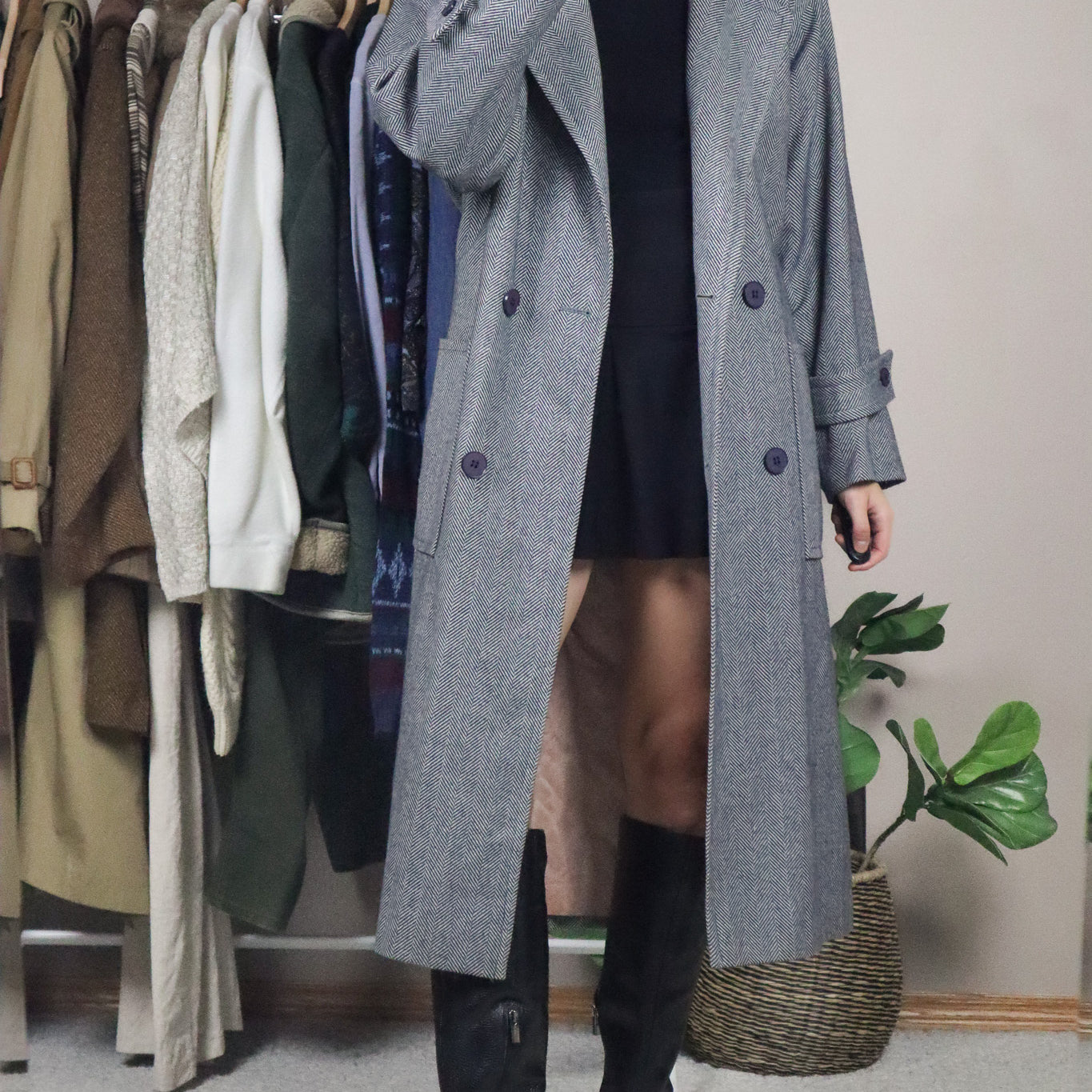 Vintage x Wool Herringbone Coat (M)