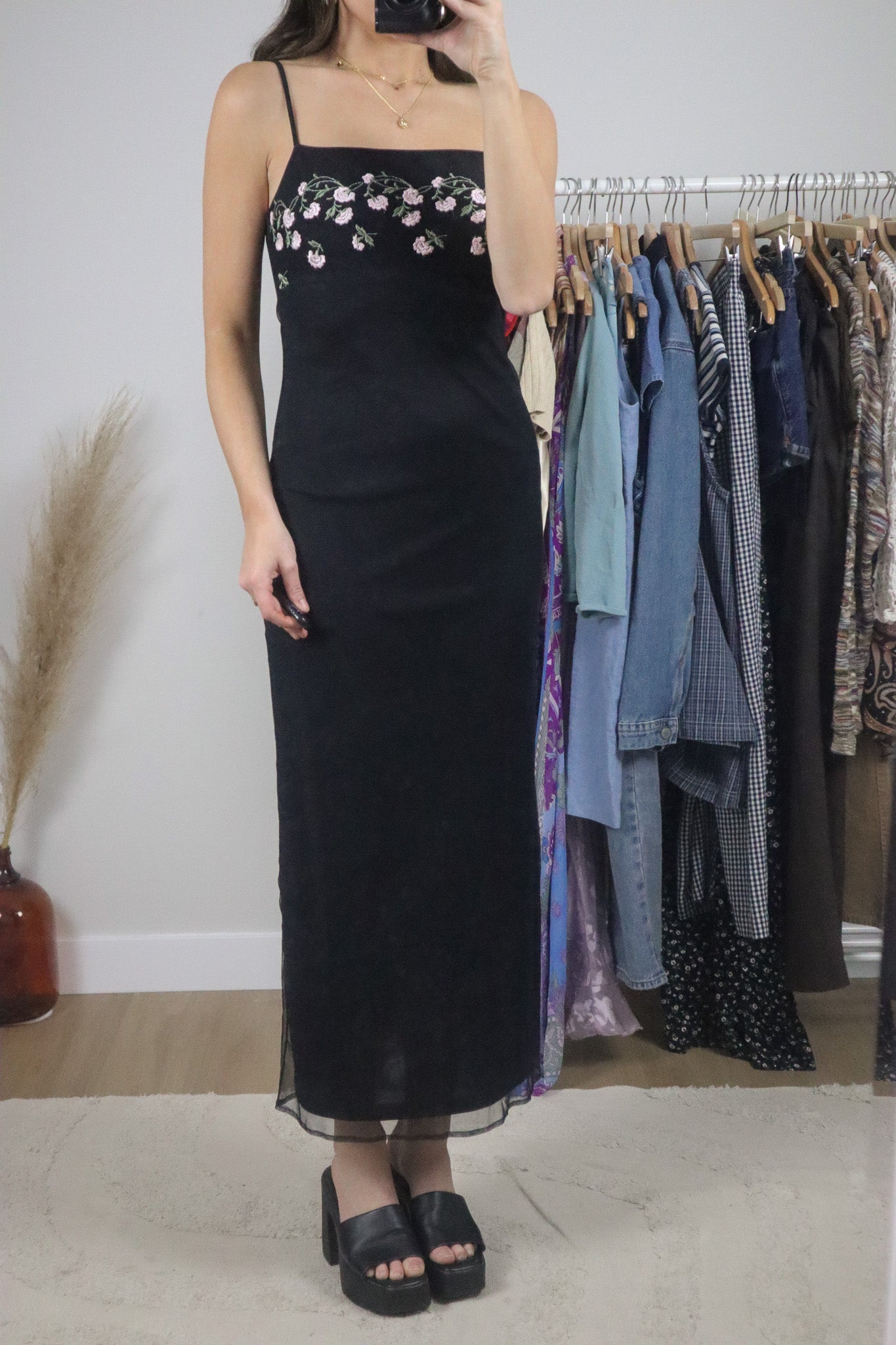Made in Canada x Vintage x Mesh Floral Maxi Dress (S)