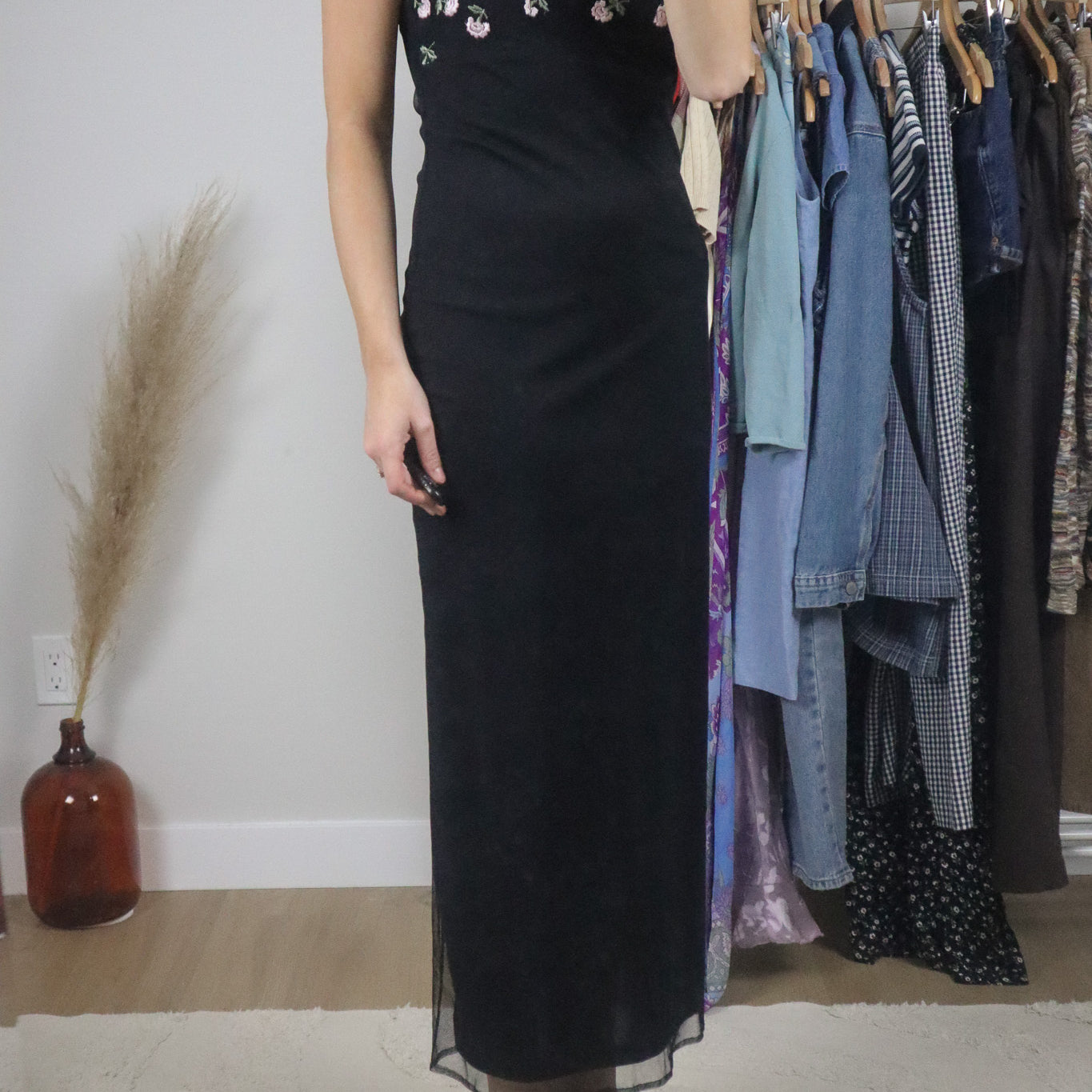 Made in Canada x Vintage x Mesh Floral Maxi Dress (S)
