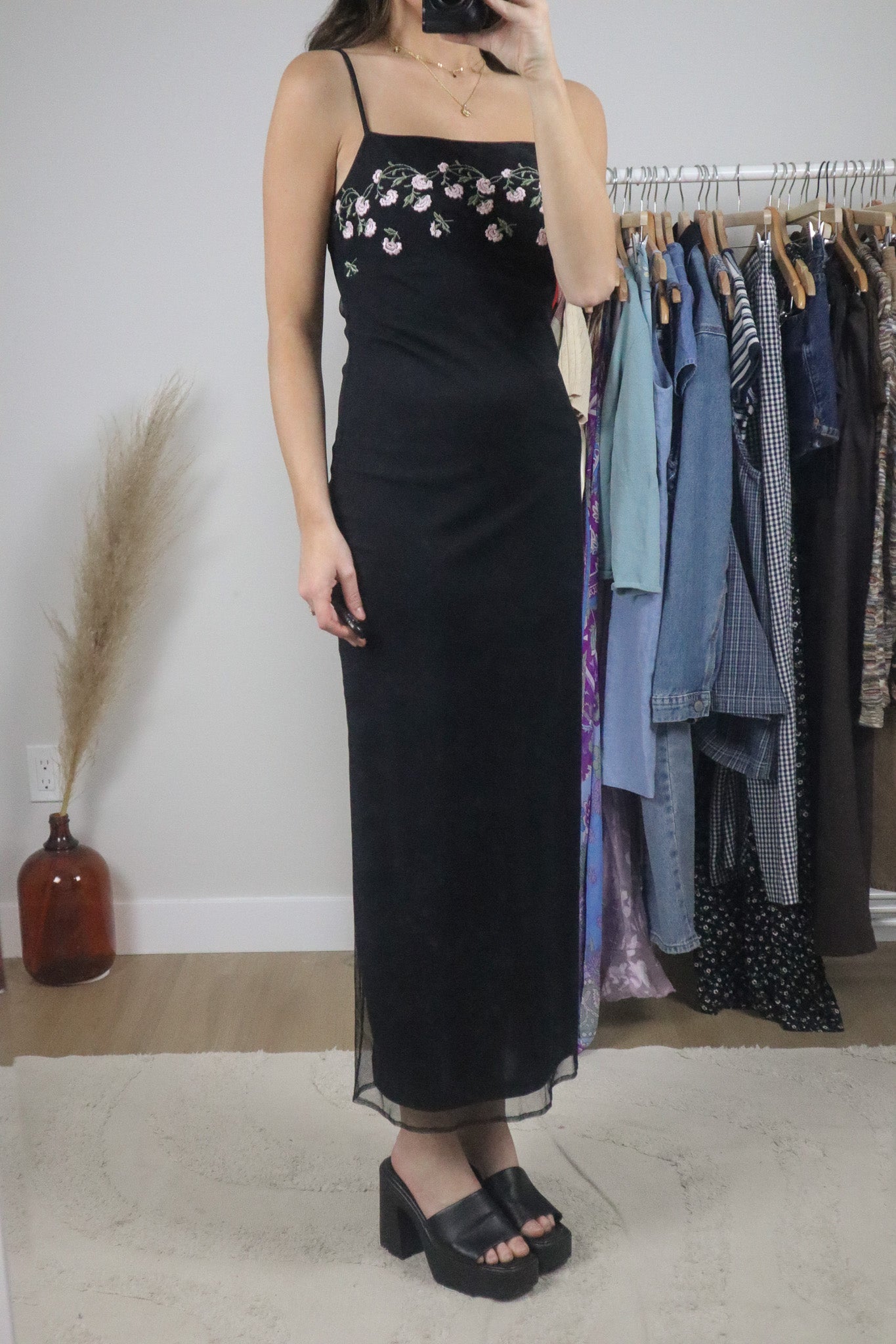 Made in Canada x Vintage x Mesh Floral Maxi Dress (S)