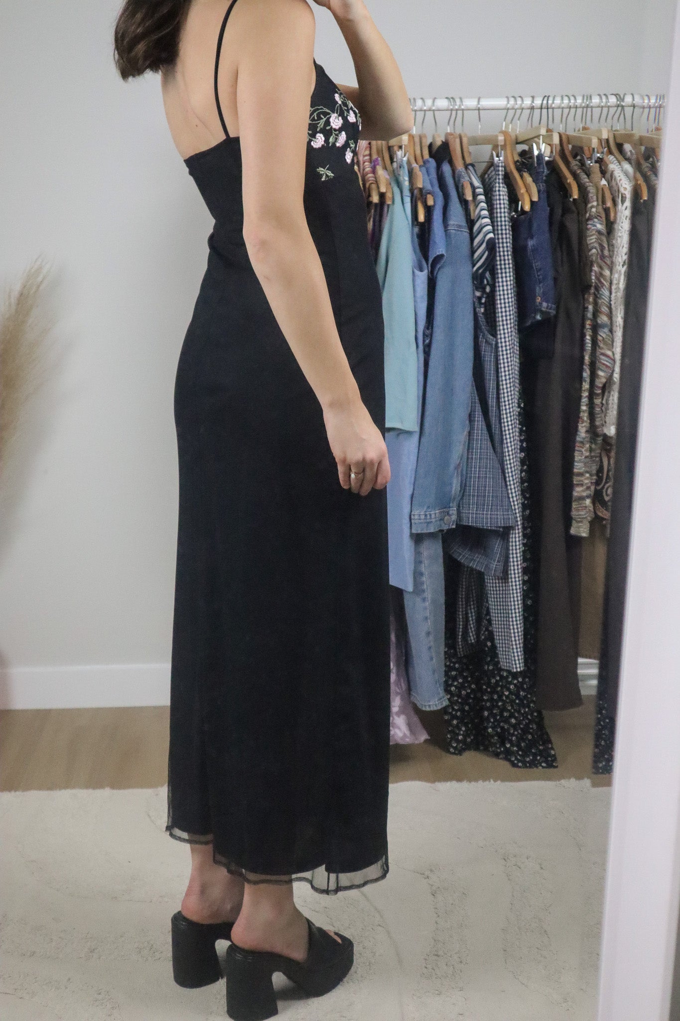 Made in Canada x Vintage x Mesh Floral Maxi Dress (S)