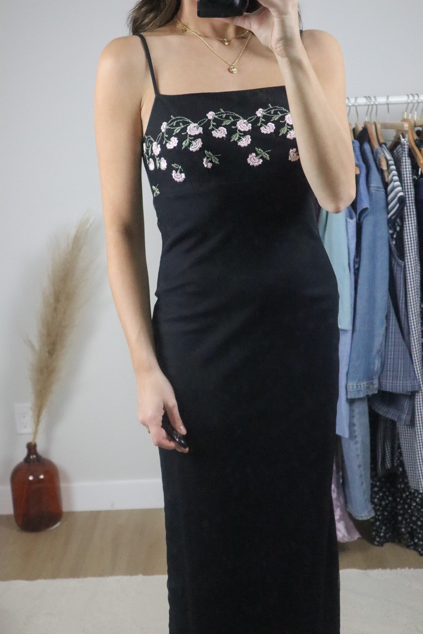 Made in Canada x Vintage x Mesh Floral Maxi Dress (S)