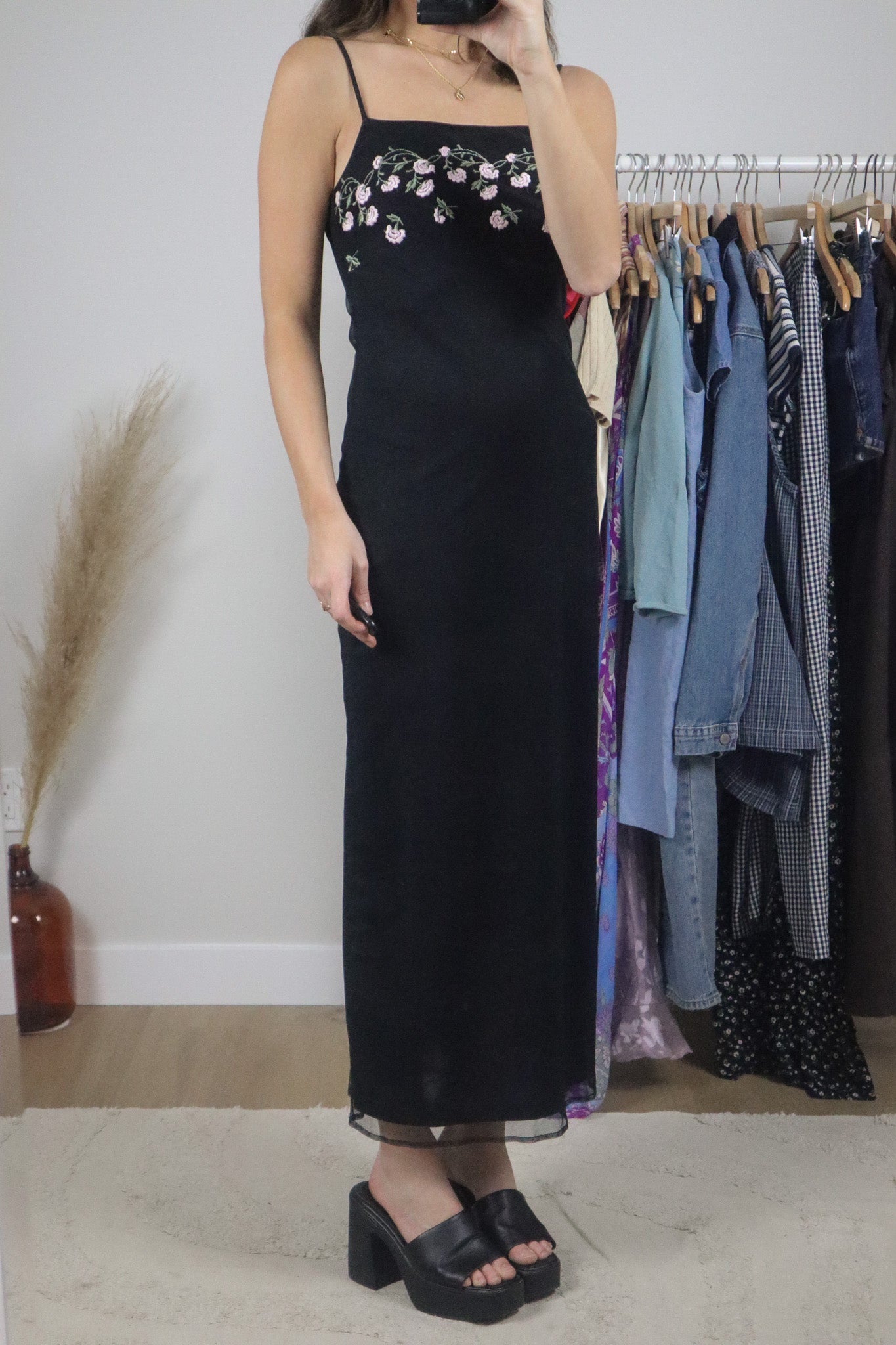 Made in Canada x Vintage x Mesh Floral Maxi Dress (S)
