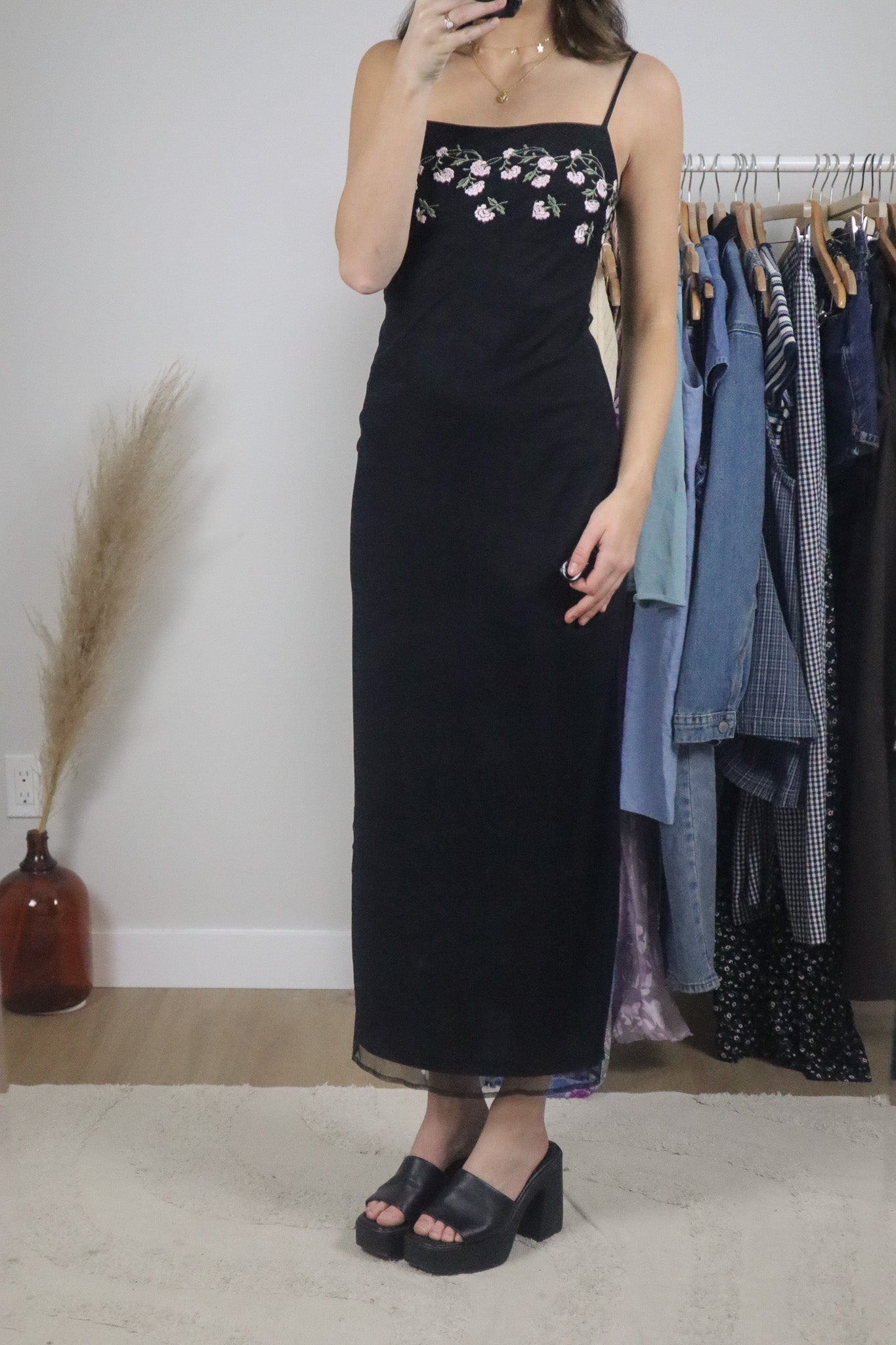 Made in Canada x Vintage x Mesh Floral Maxi Dress (S)
