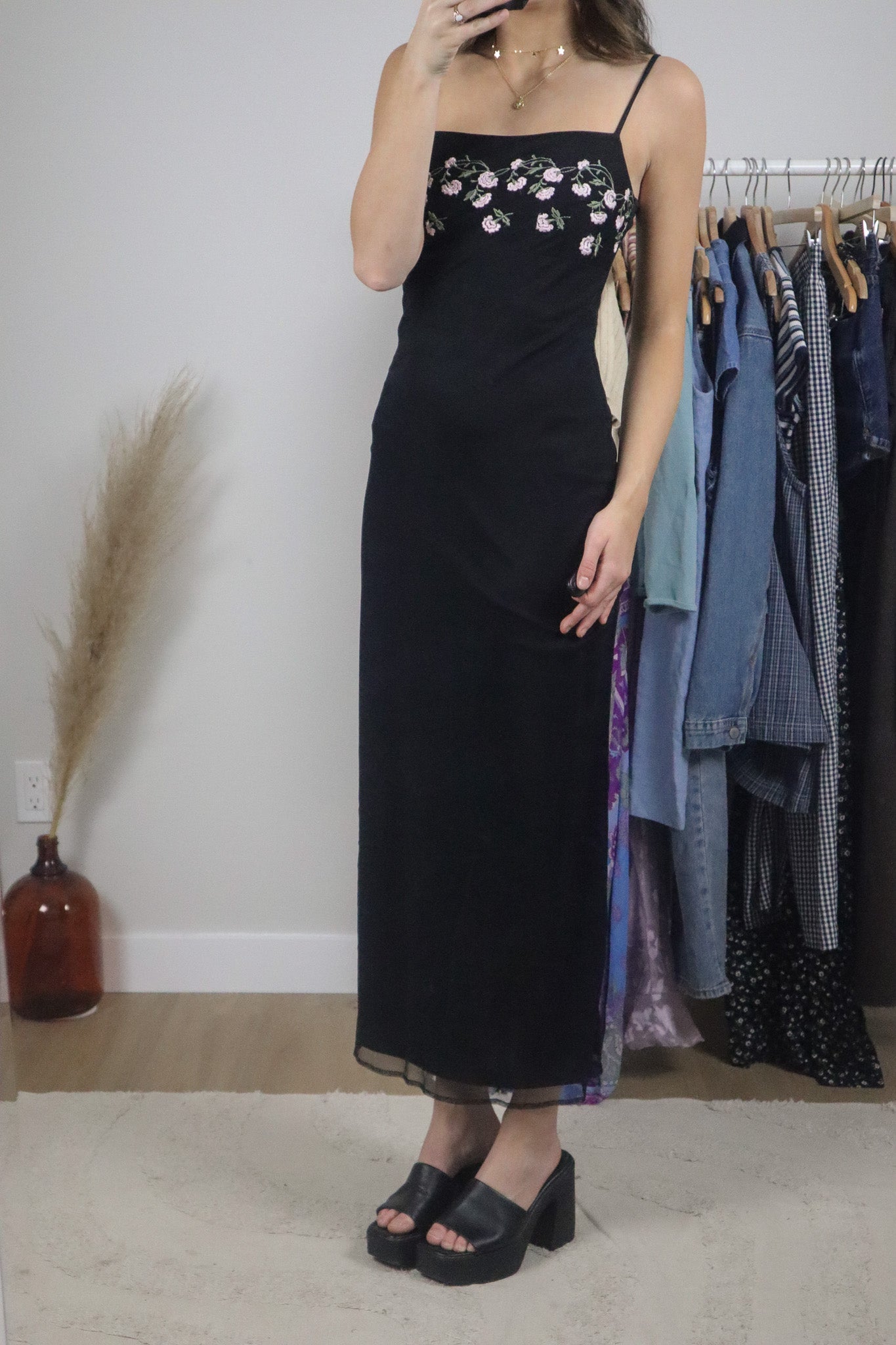 Made in Canada x Vintage x Mesh Floral Maxi Dress (S)