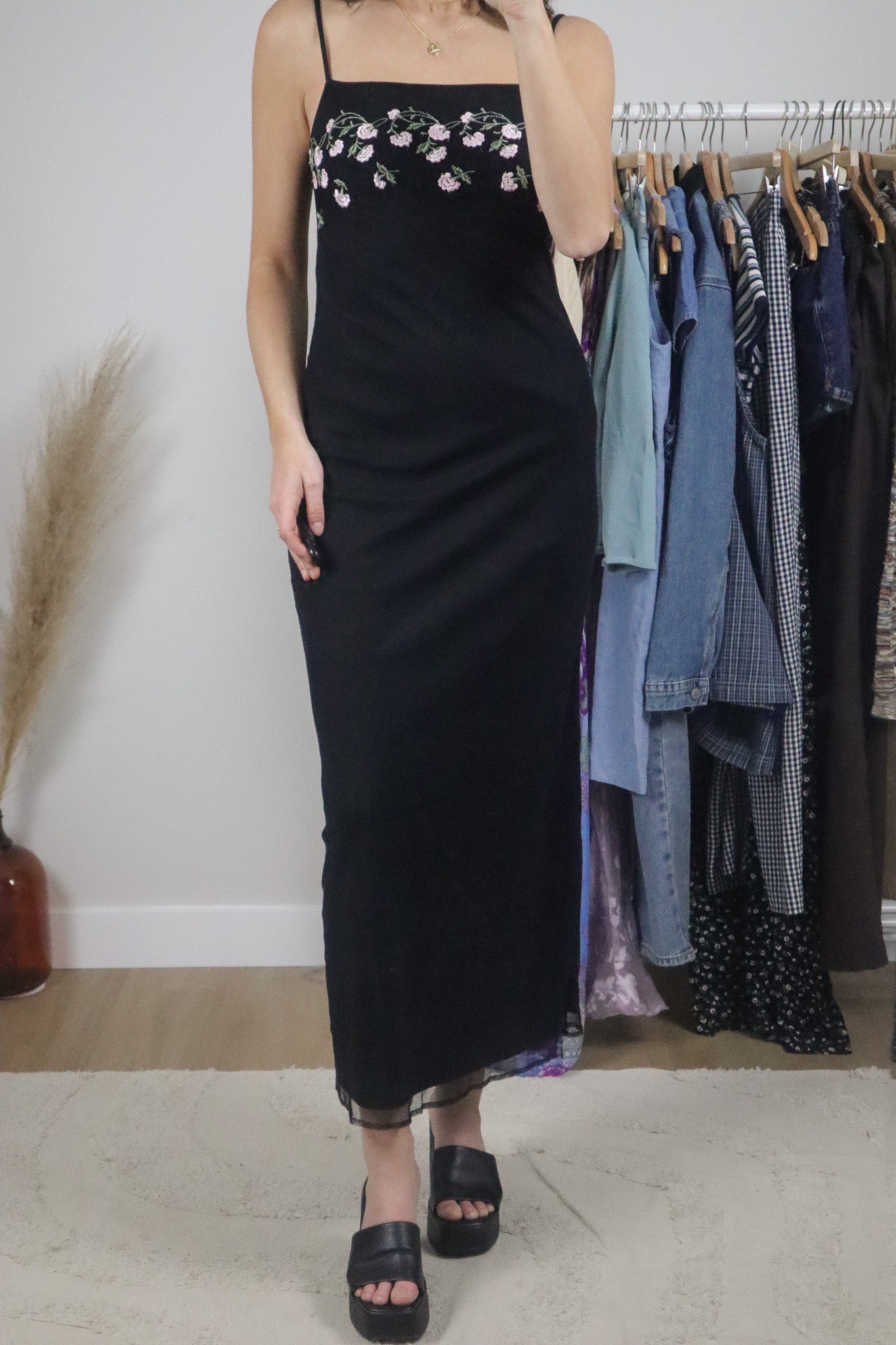 Made in Canada x Vintage x Mesh Floral Maxi Dress (S)