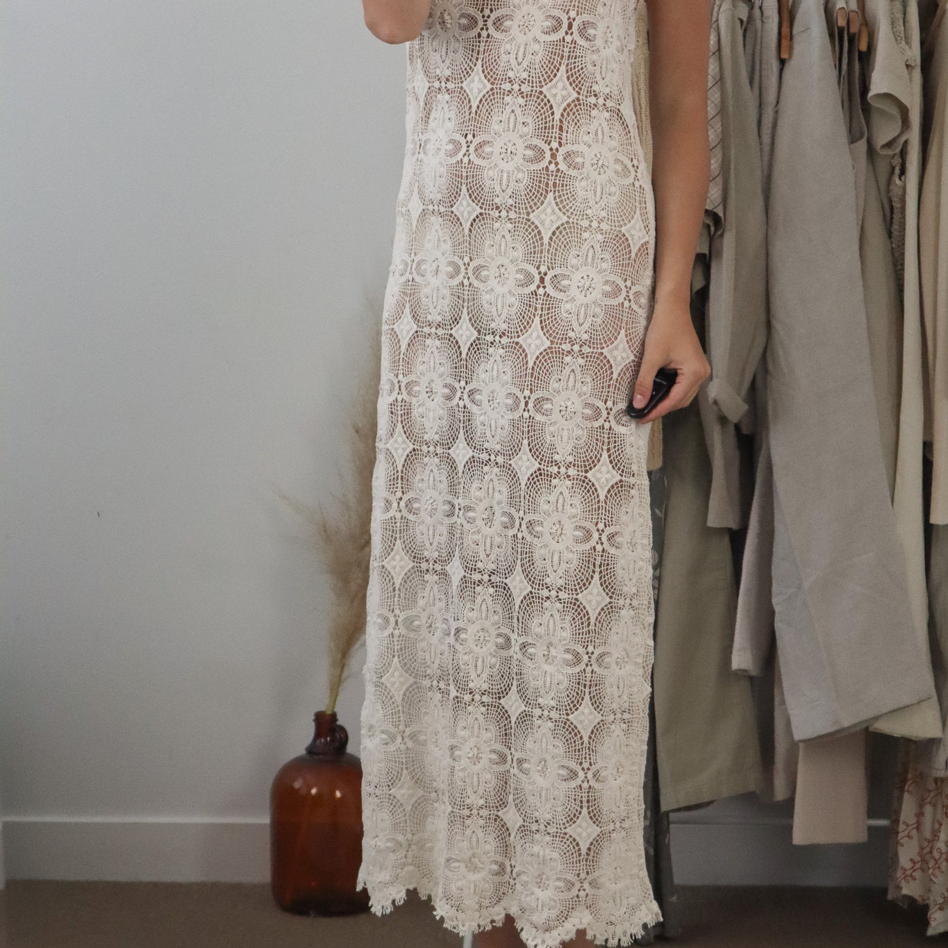 Made in USA x Vintage x Lace Maxi Dress (M/L)