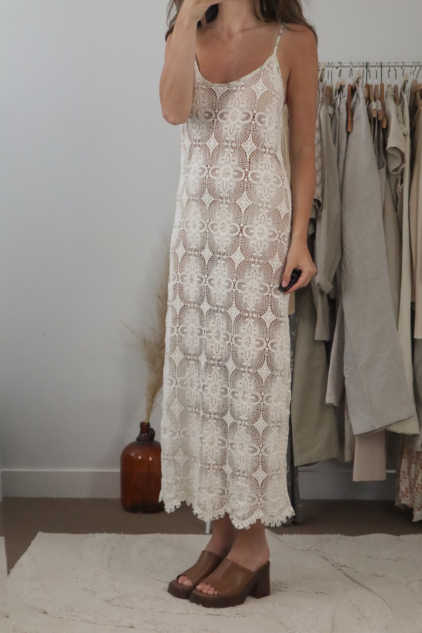 Made in USA x Vintage x Lace Maxi Dress (M/L)
