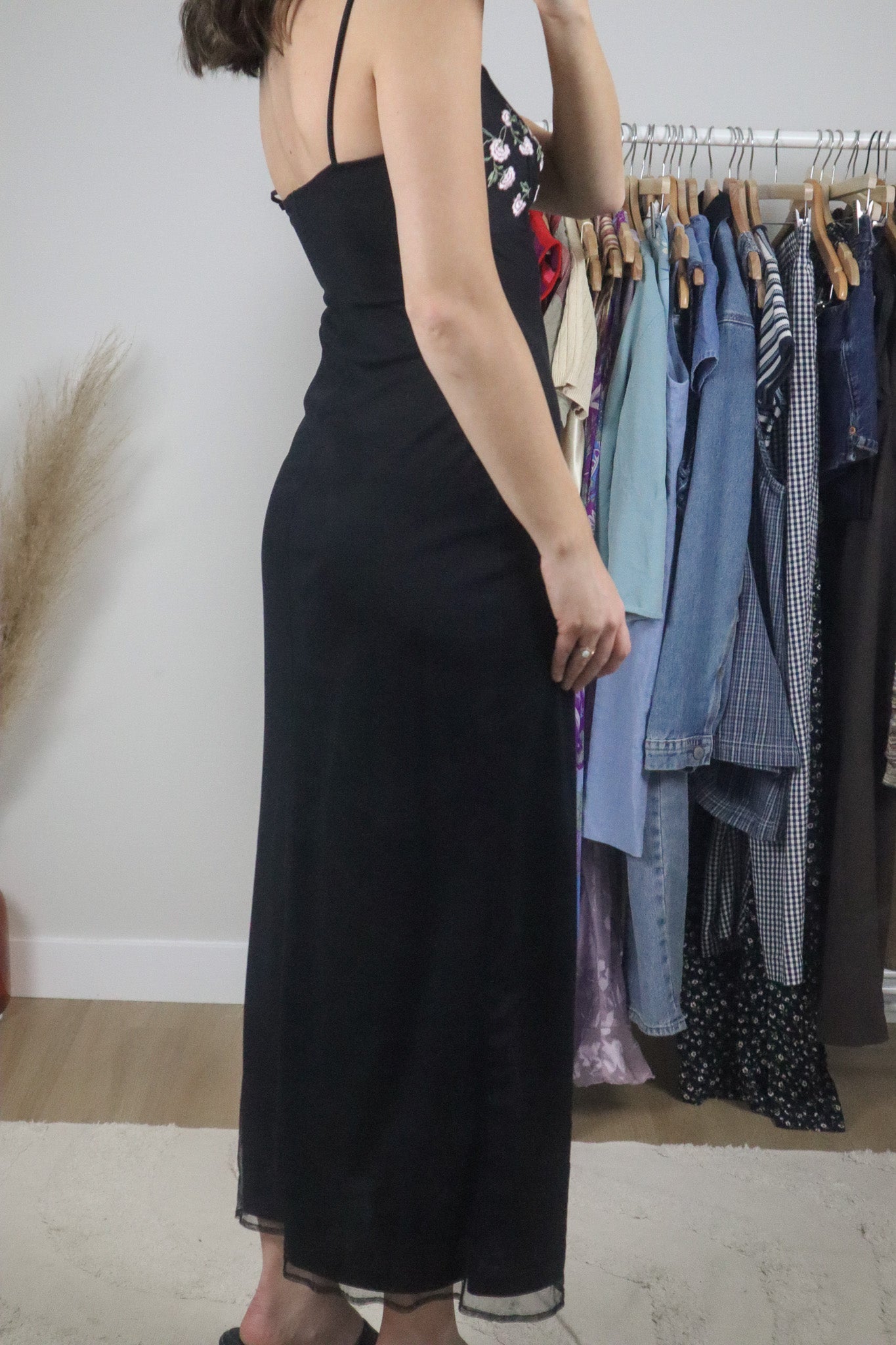 Made in Canada x Vintage x Mesh Floral Maxi Dress (S)