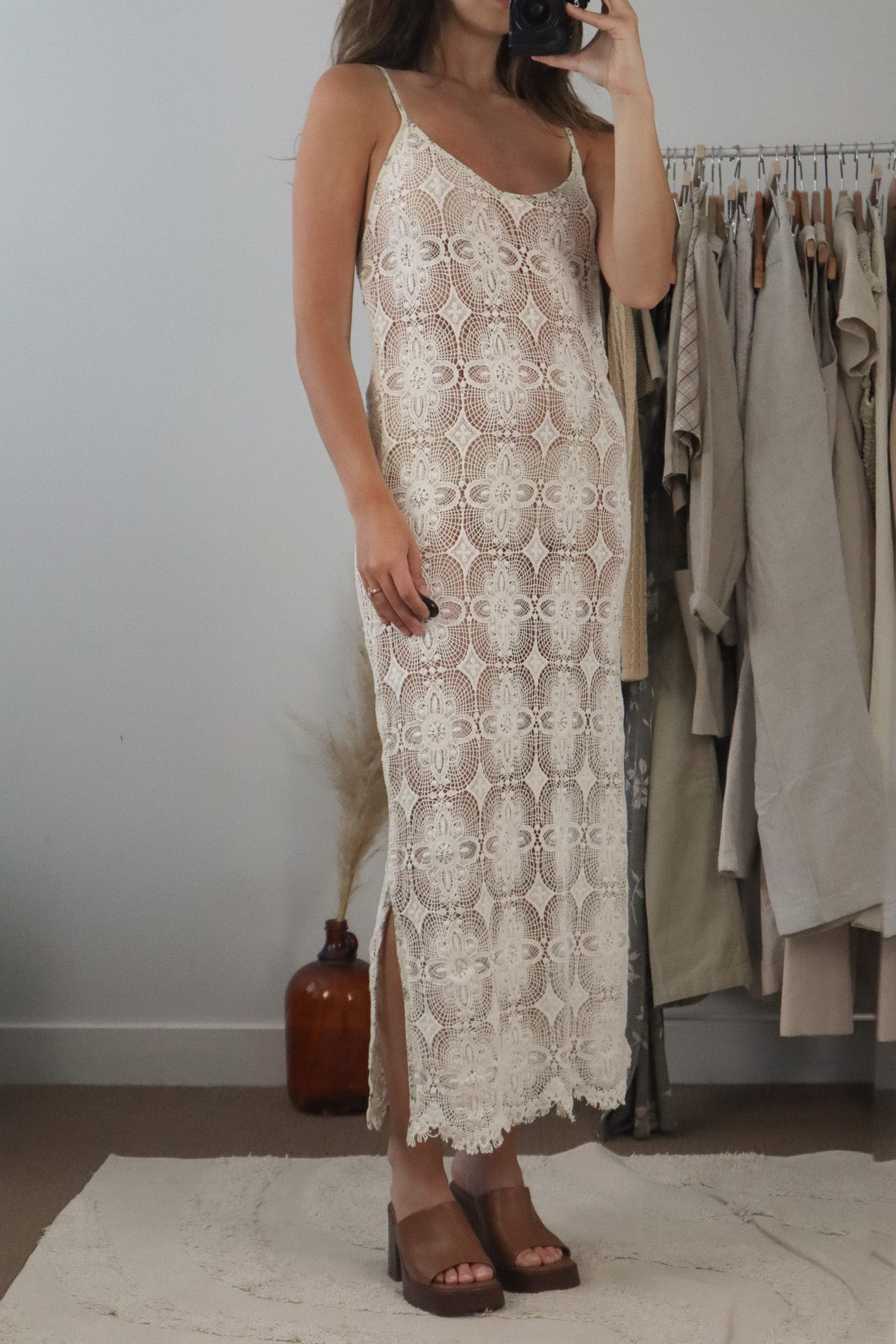 Made in USA x Vintage x Lace Maxi Dress (M/L)