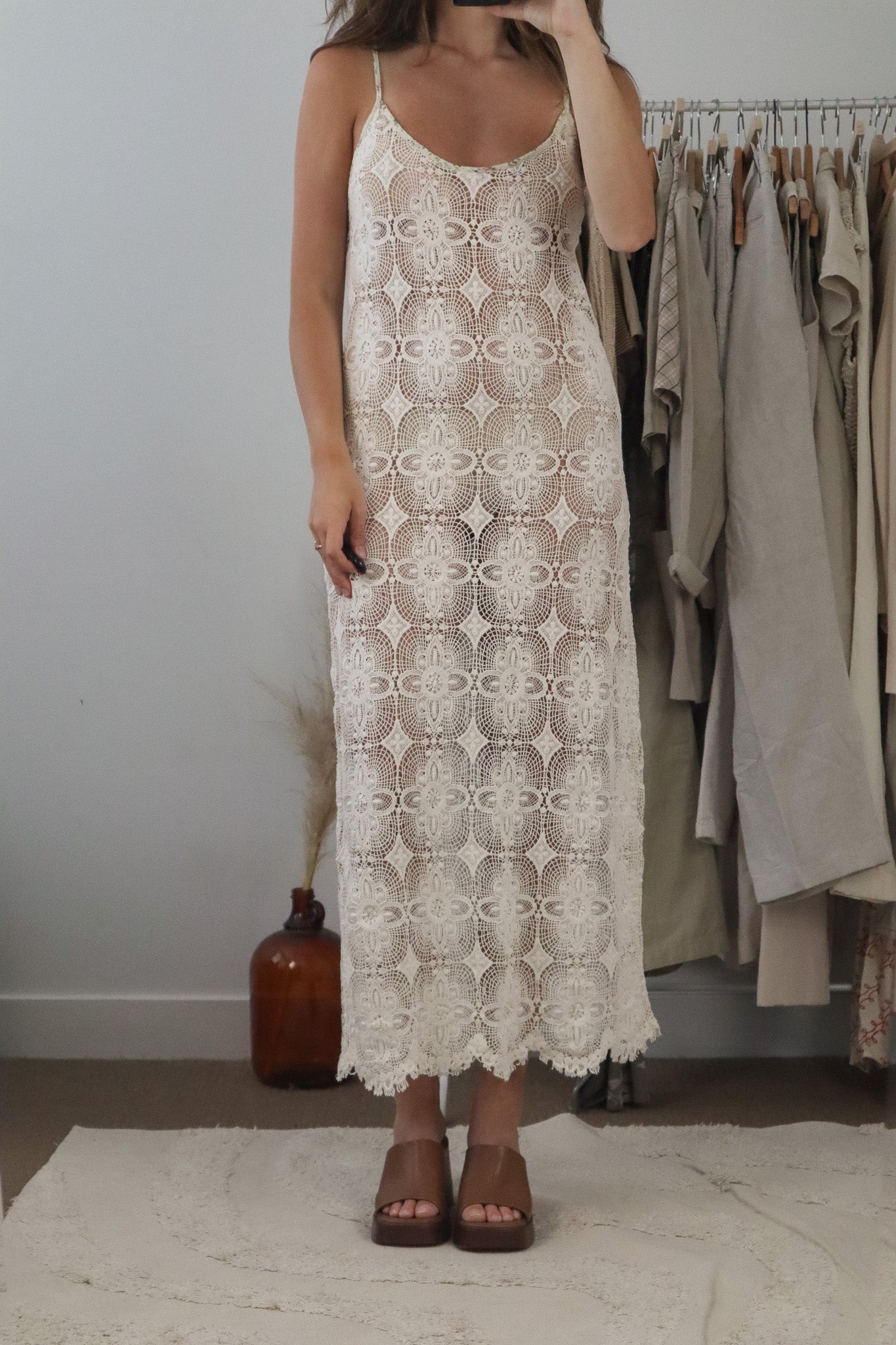 Made in USA x Vintage x Lace Maxi Dress (M/L)