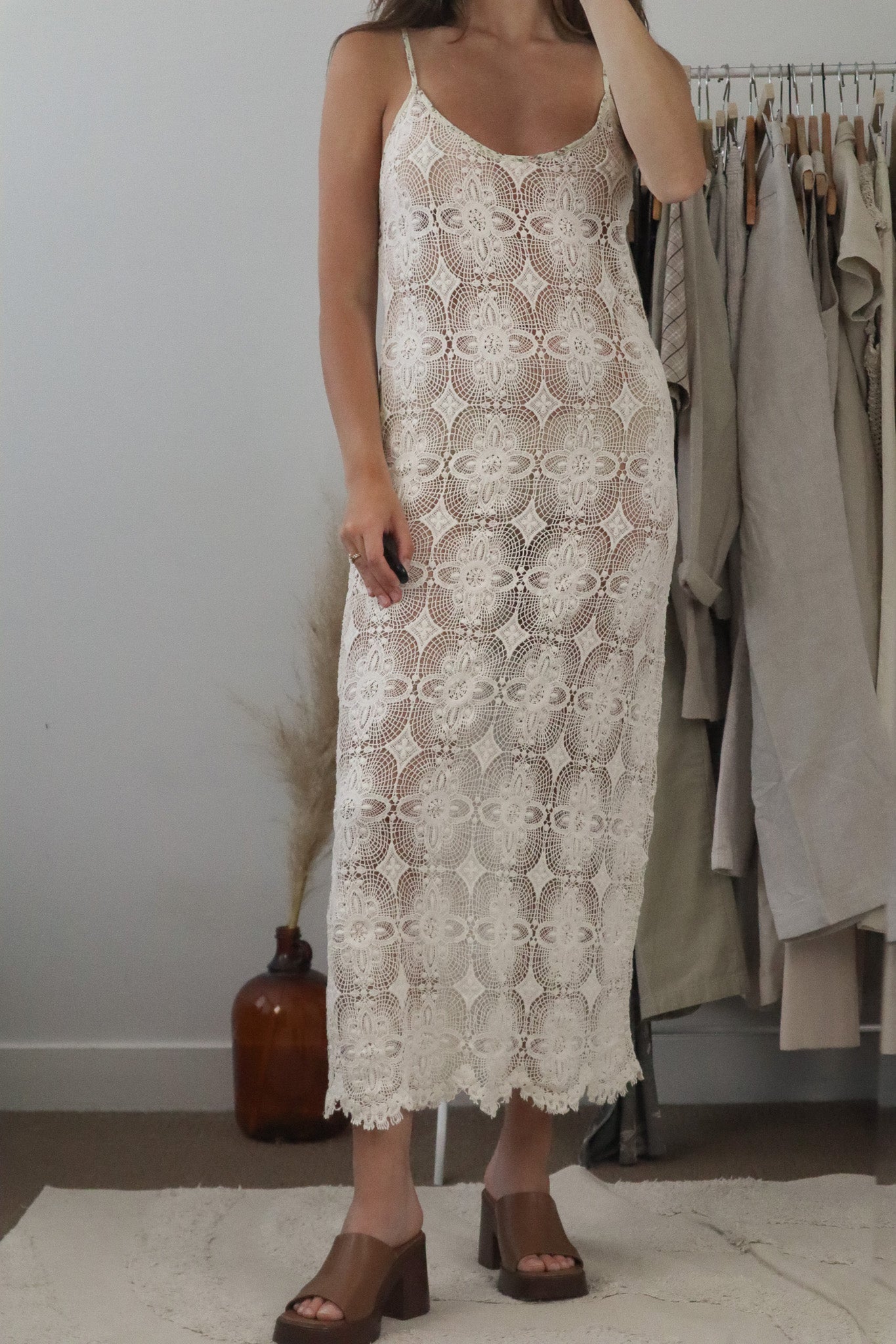 Made in USA x Vintage x Lace Maxi Dress (M/L)