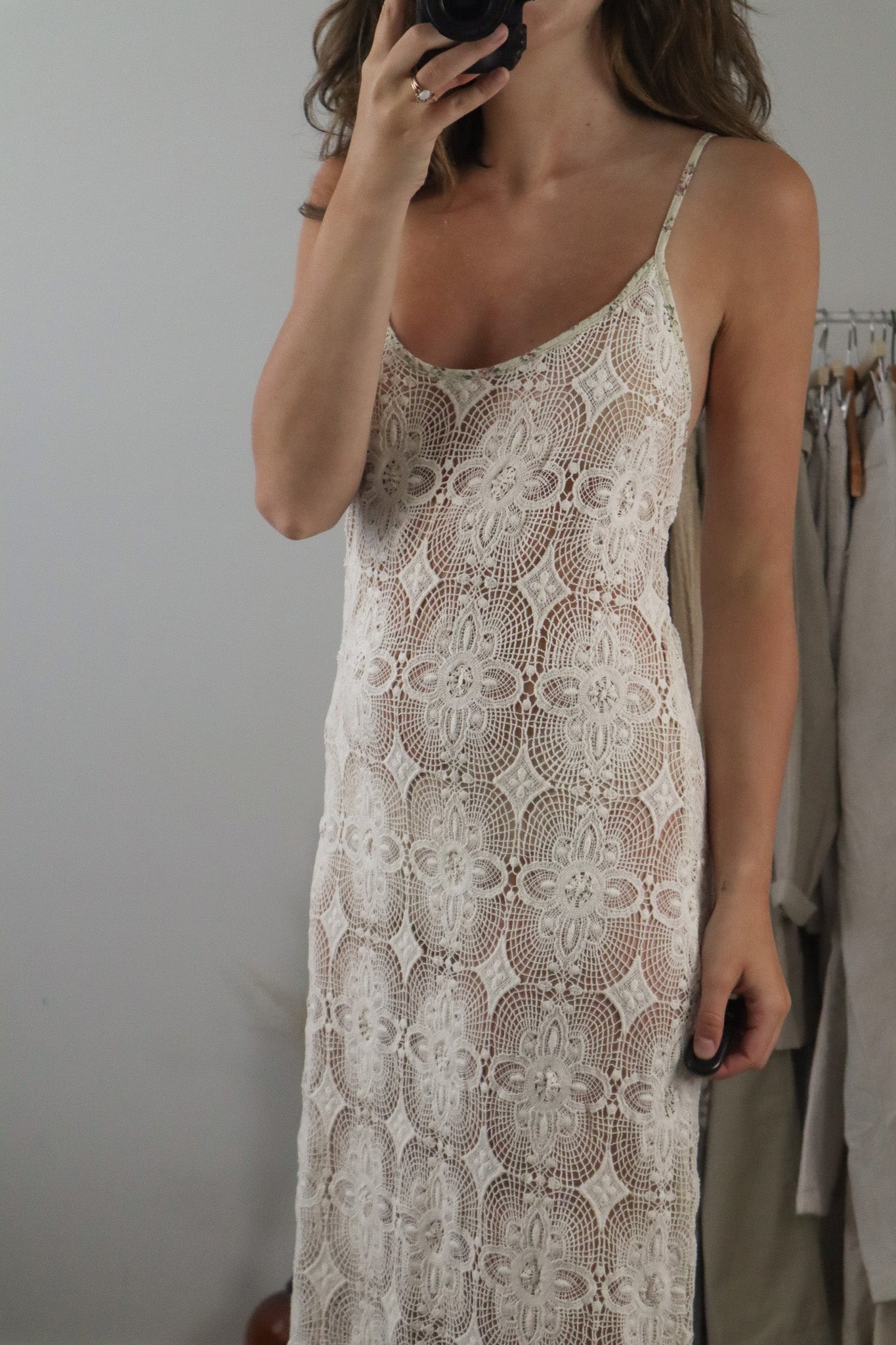 Made in USA x Vintage x Lace Maxi Dress (M/L)