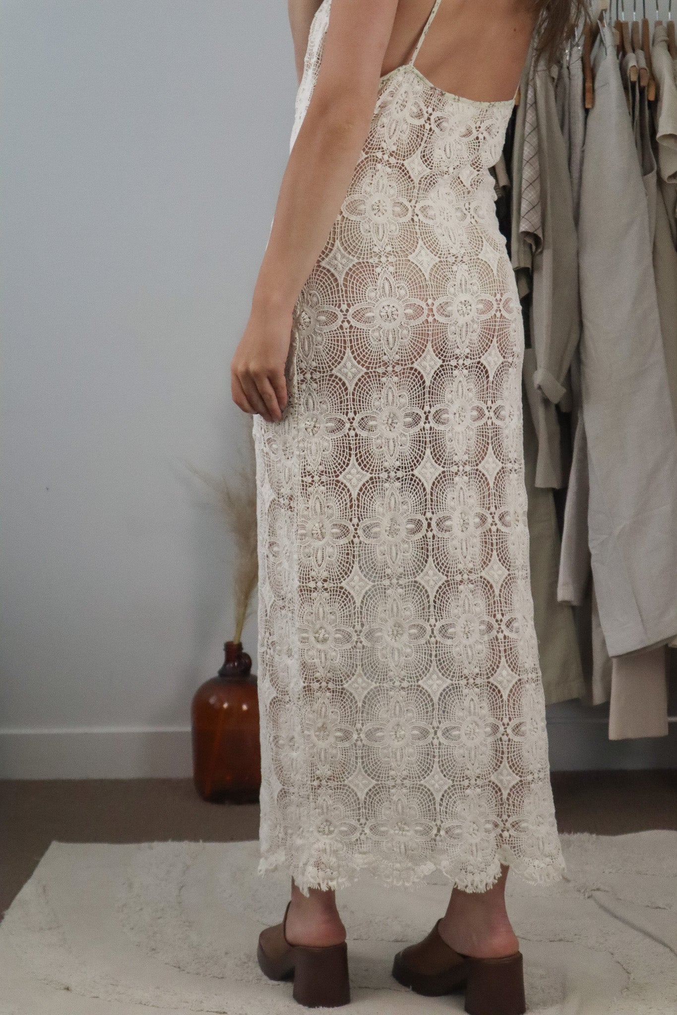 Made in USA x Vintage x Lace Maxi Dress (M/L)