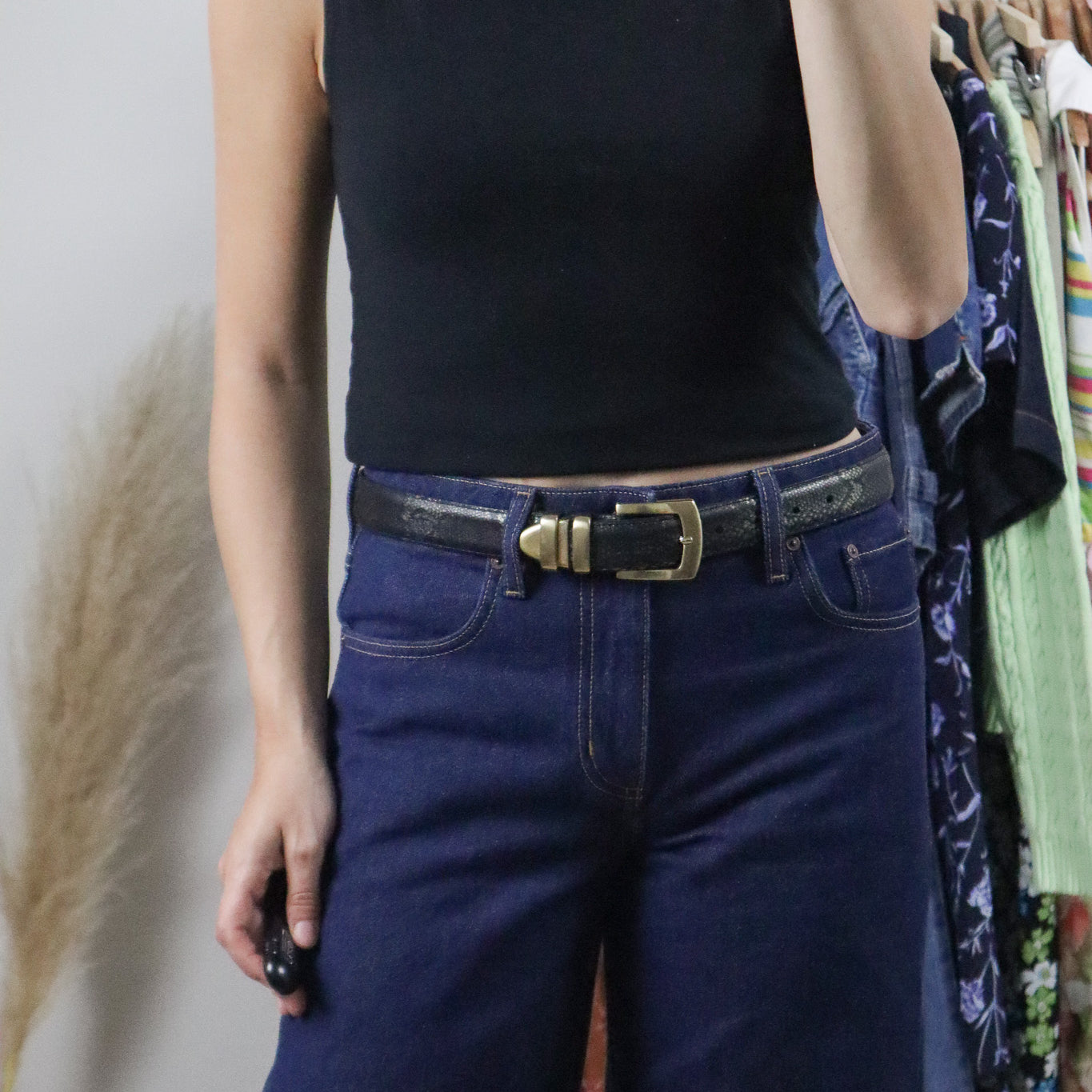 Made in Canada x Vintage x Leather Snake Patterned Belt (S)