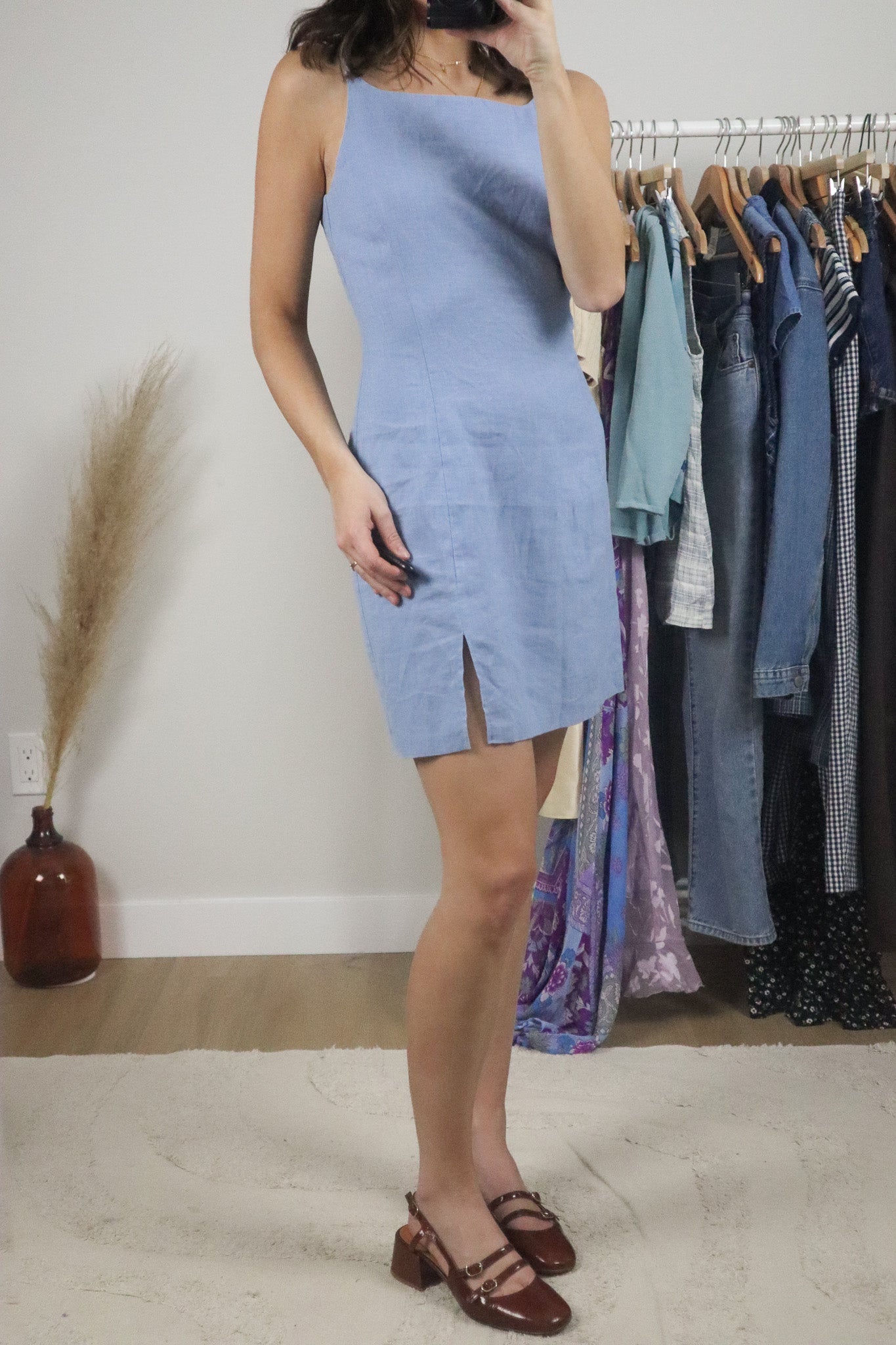 Made in Canada x Vintage x Linen High-Neck Dress (6)
