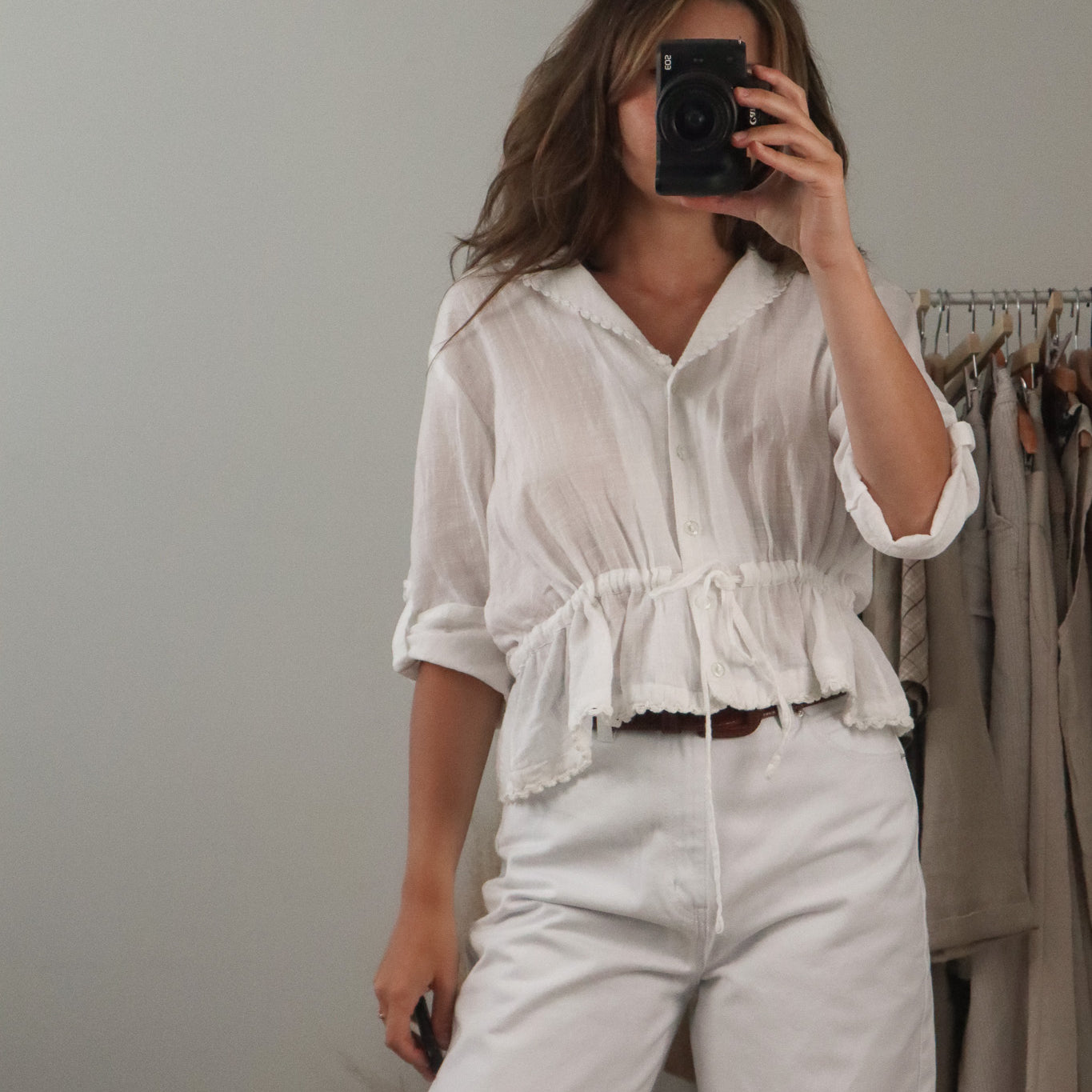Vintage x Collared Button Up Blouse (M/L)