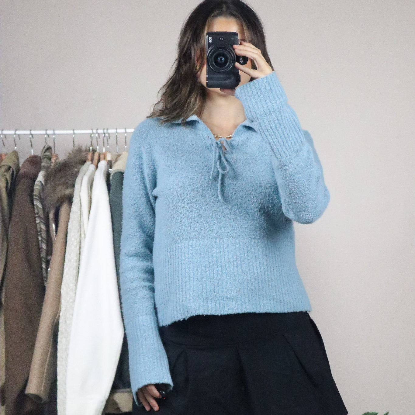 Made in Korea x Vintage x Wool Blend Collared Knit (S/M)