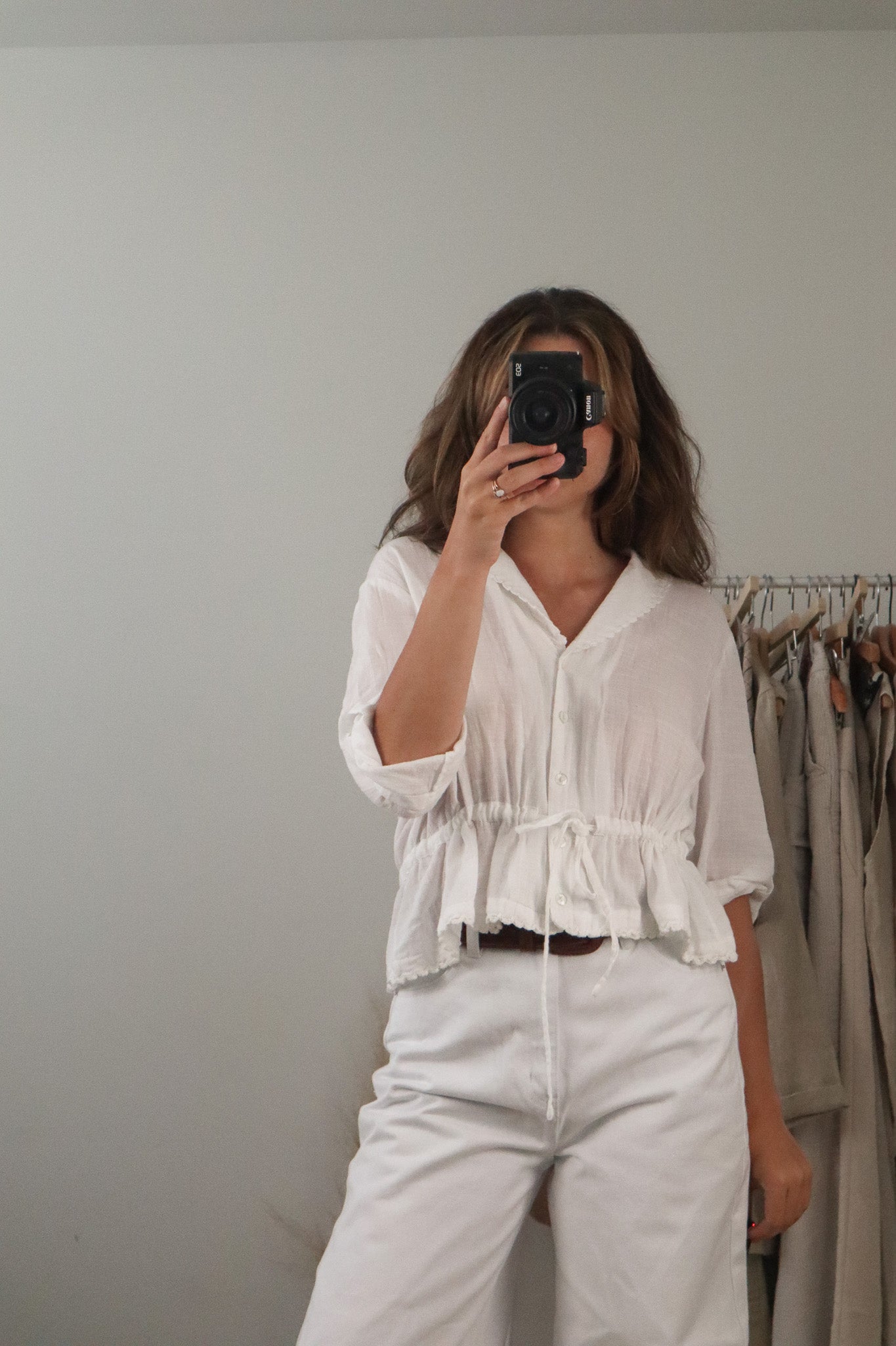 Vintage x Collared Button Up Blouse (M/L)