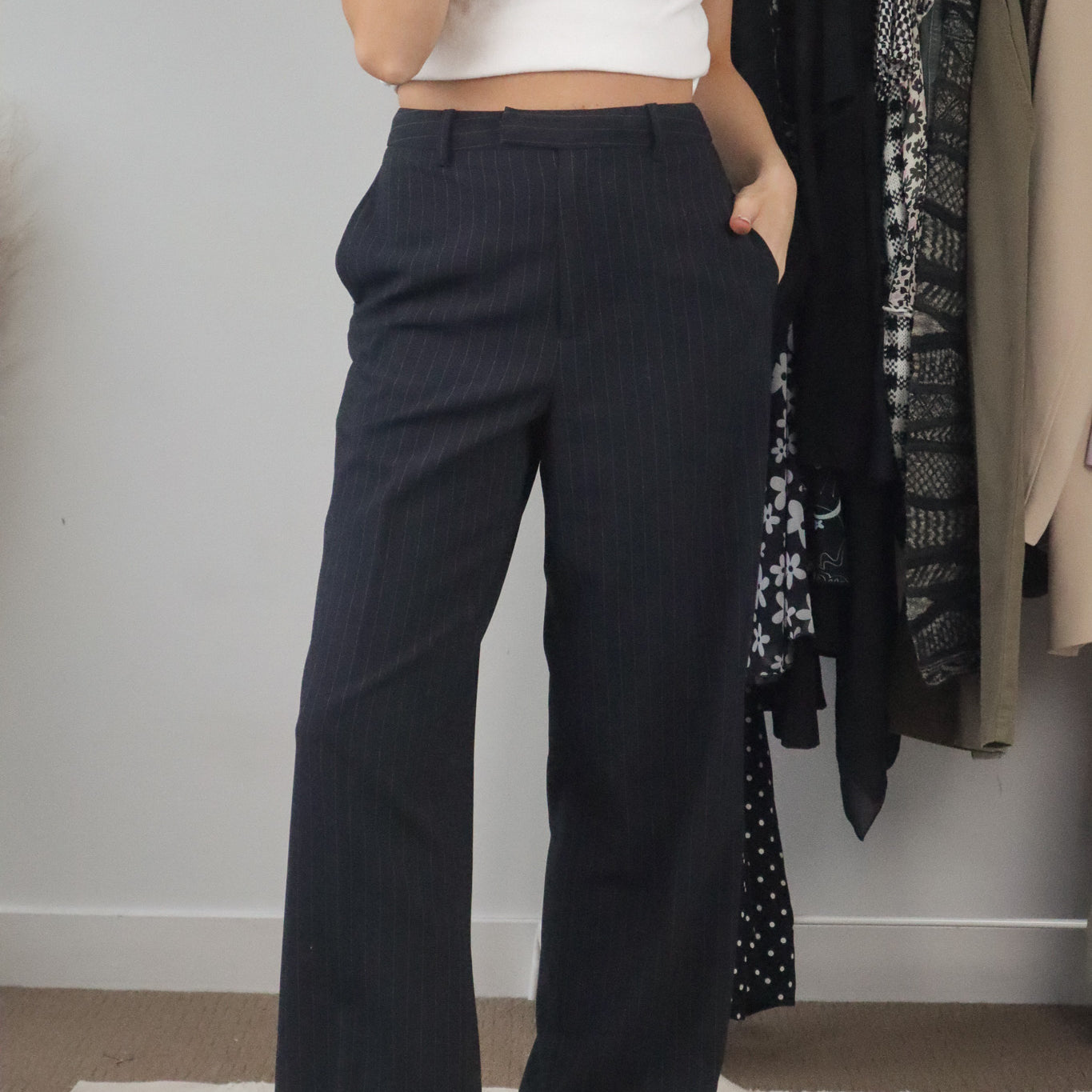 Vintage x Pinstripe Wide Leg Pants (29)