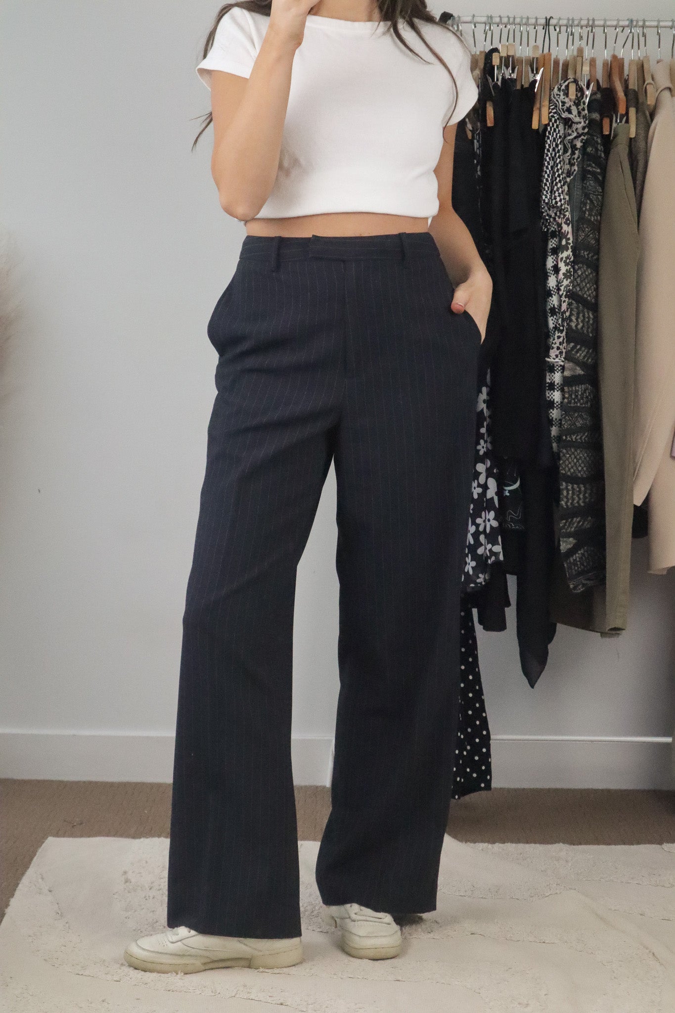 Vintage x Pinstripe Wide Leg Pants (29)