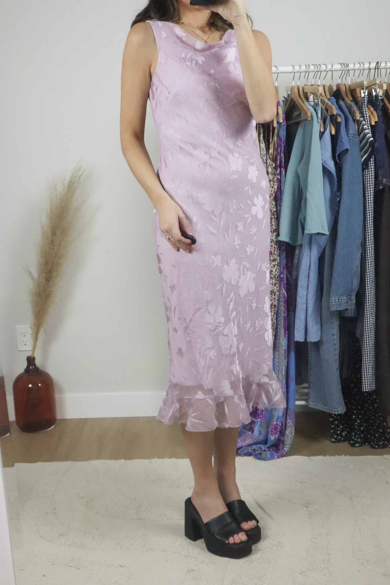 Made in Canada x Vintage x Cowl Neck Midi Dress (6)