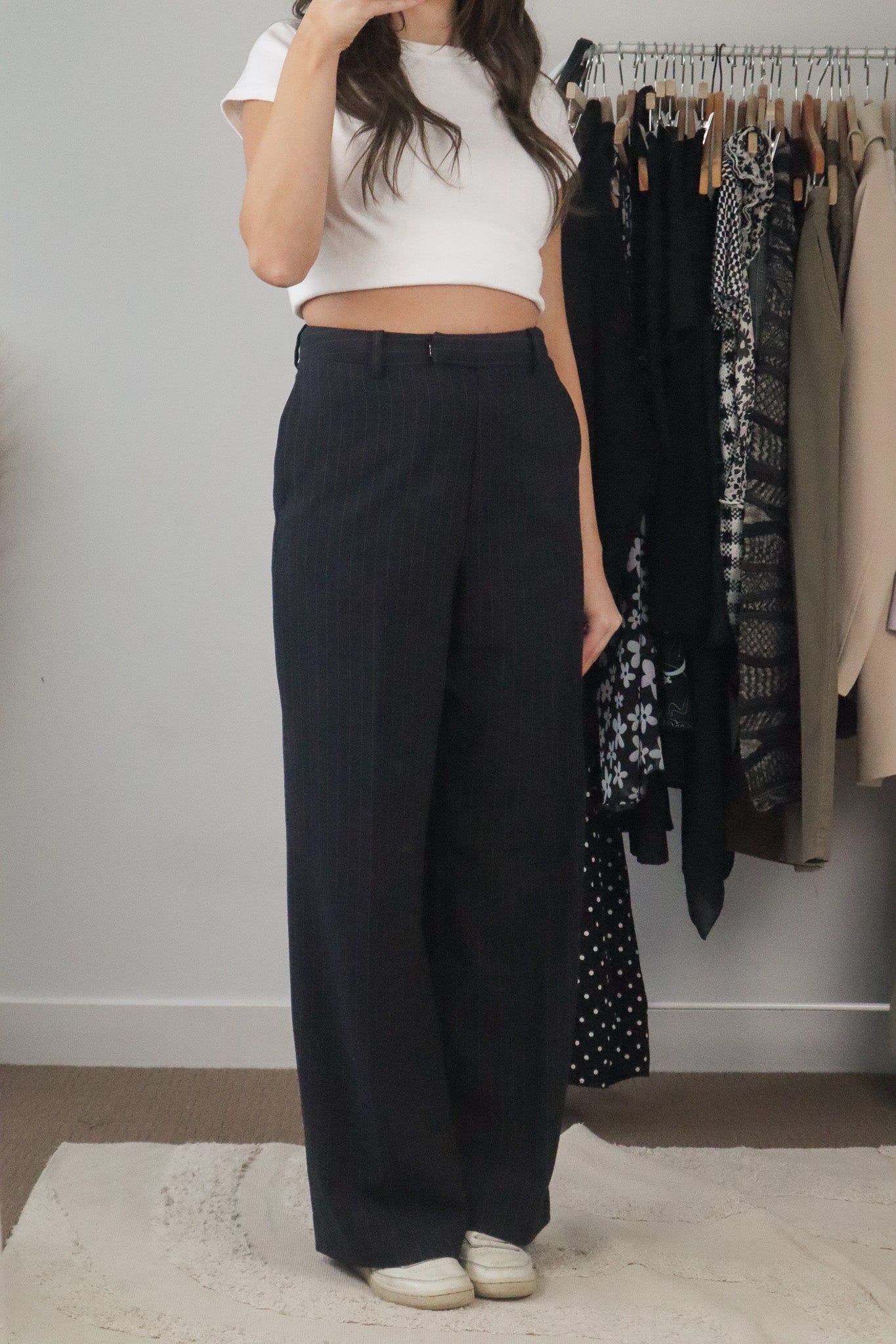 Vintage x Pinstripe Wide Leg Pants (29)