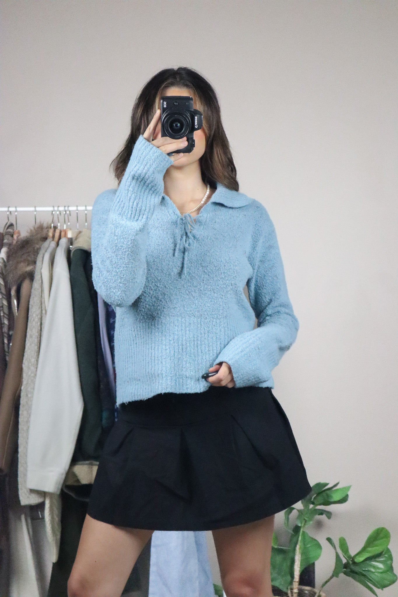 Made in Korea x Vintage x Wool Blend Collared Knit (S/M)