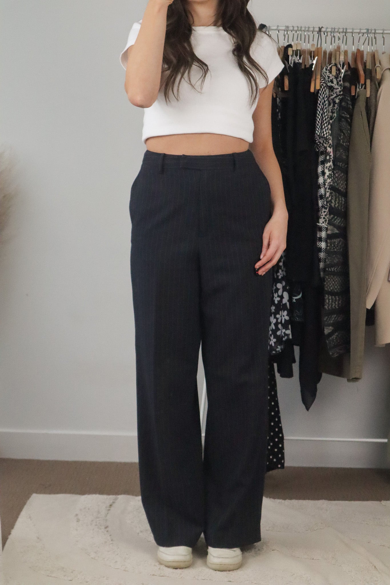 Vintage x Pinstripe Wide Leg Pants (29)