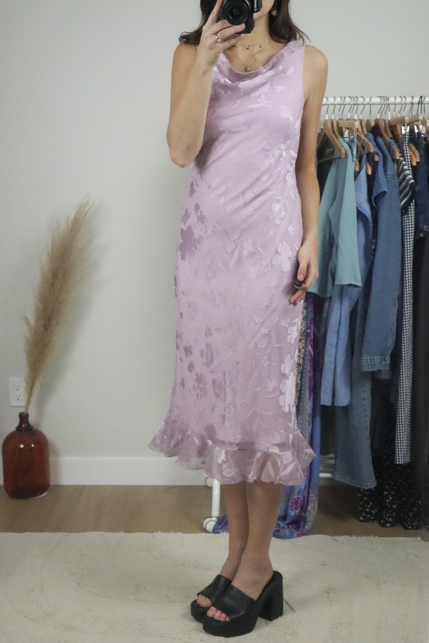 Made in Canada x Vintage x Cowl Neck Midi Dress (6)