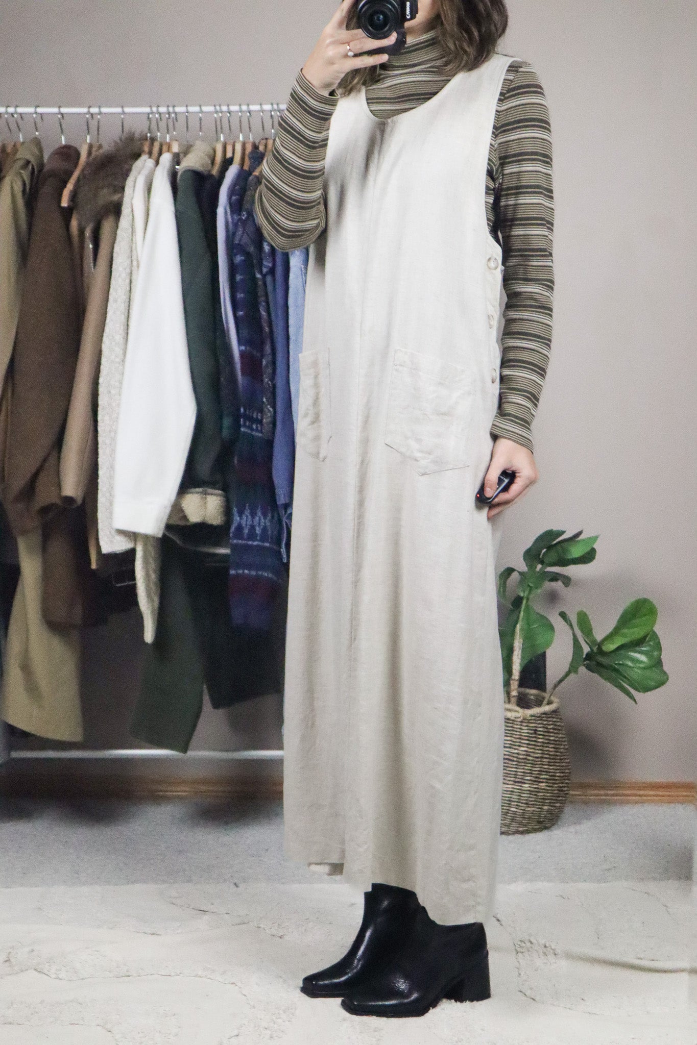 Made in Canada x Vintage x Linen Blend Dress (10/12)