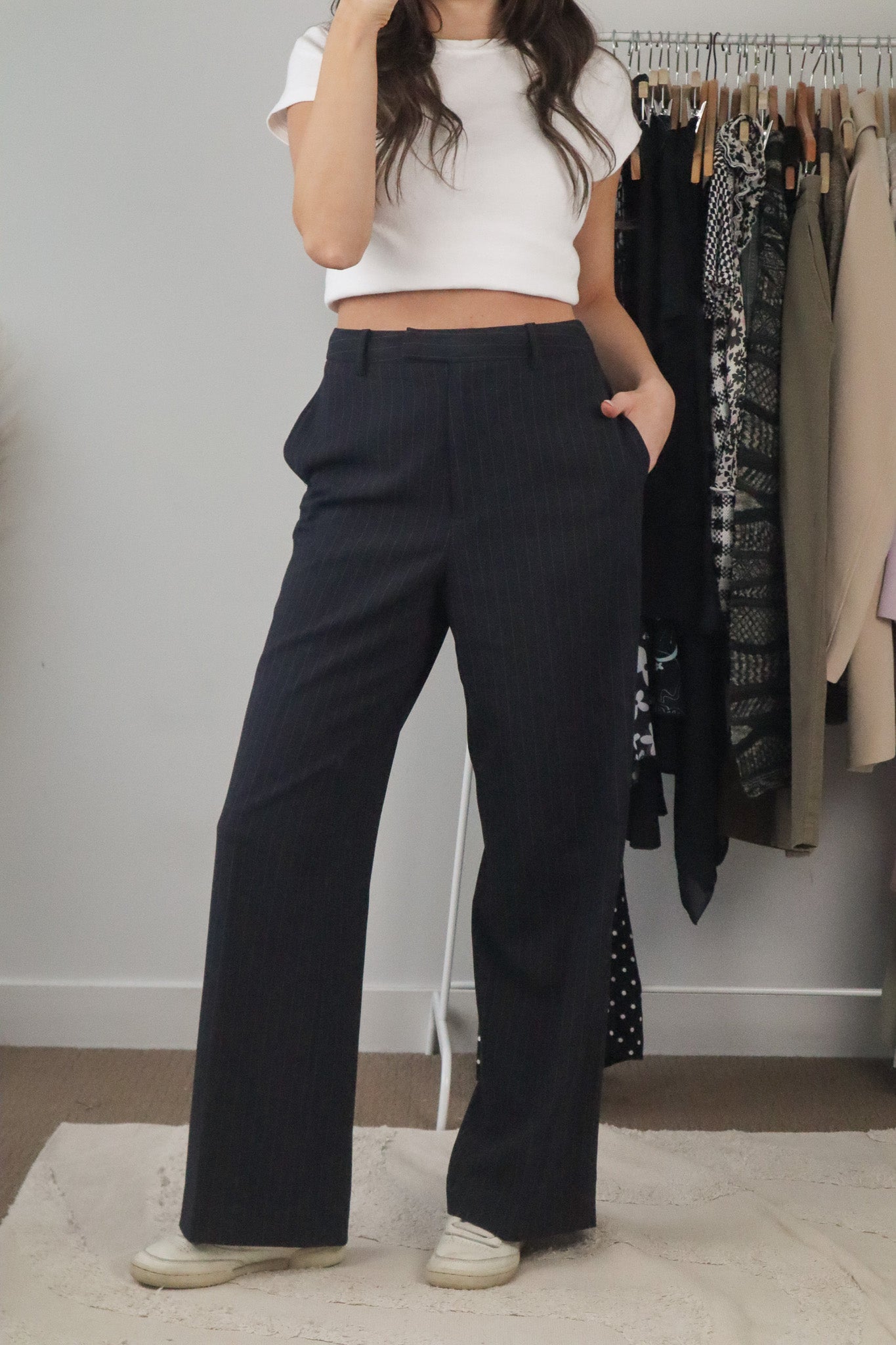 Vintage x Pinstripe Wide Leg Pants (29)