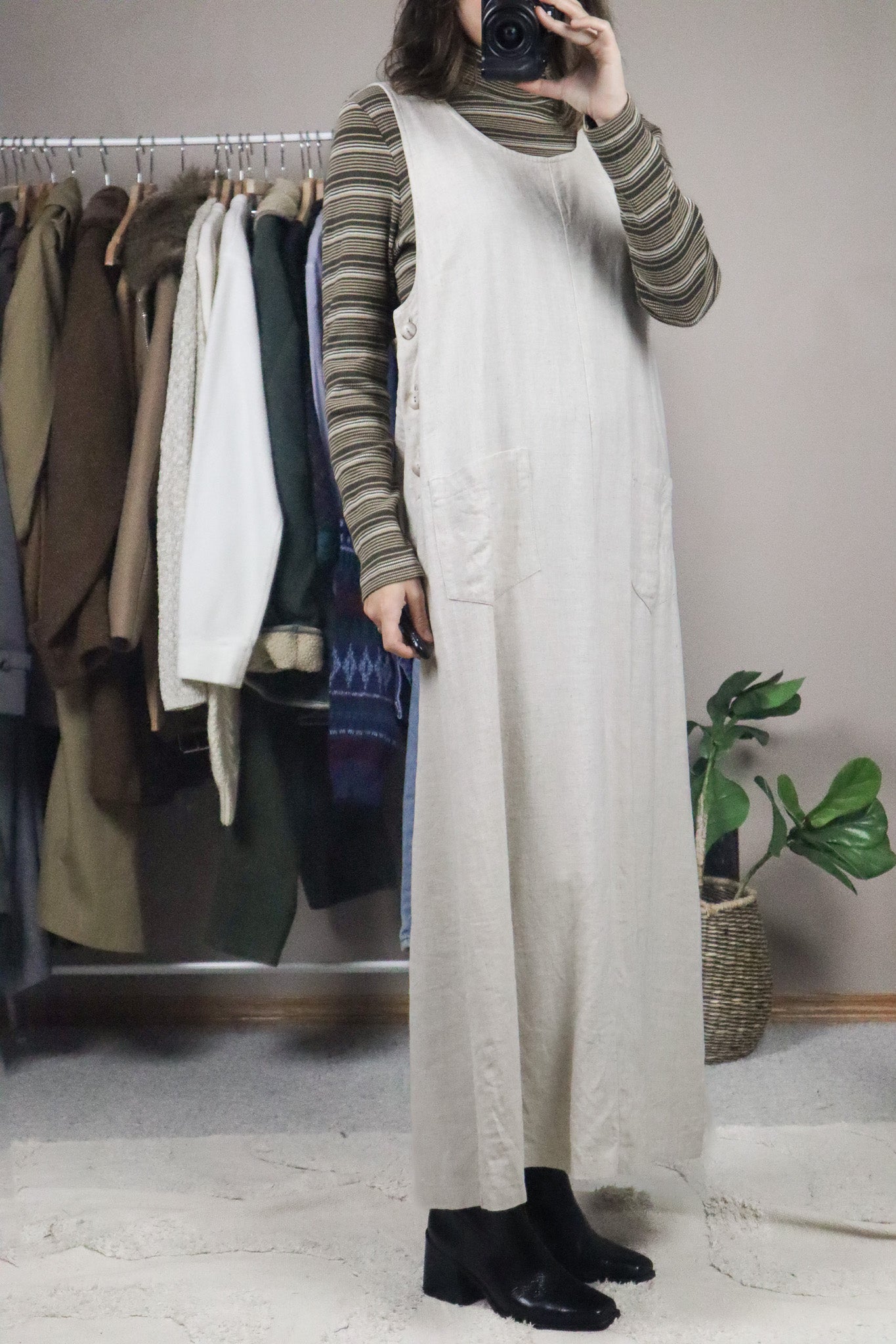 Made in Canada x Vintage x Linen Blend Dress (10/12)