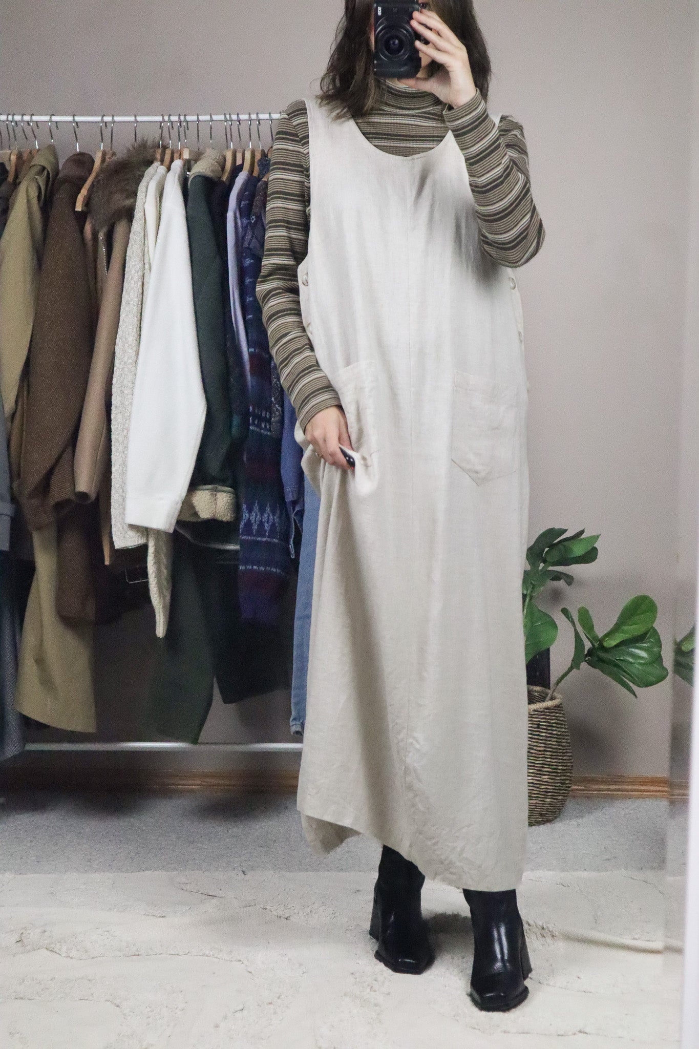 Made in Canada x Vintage x Linen Blend Dress (10/12)