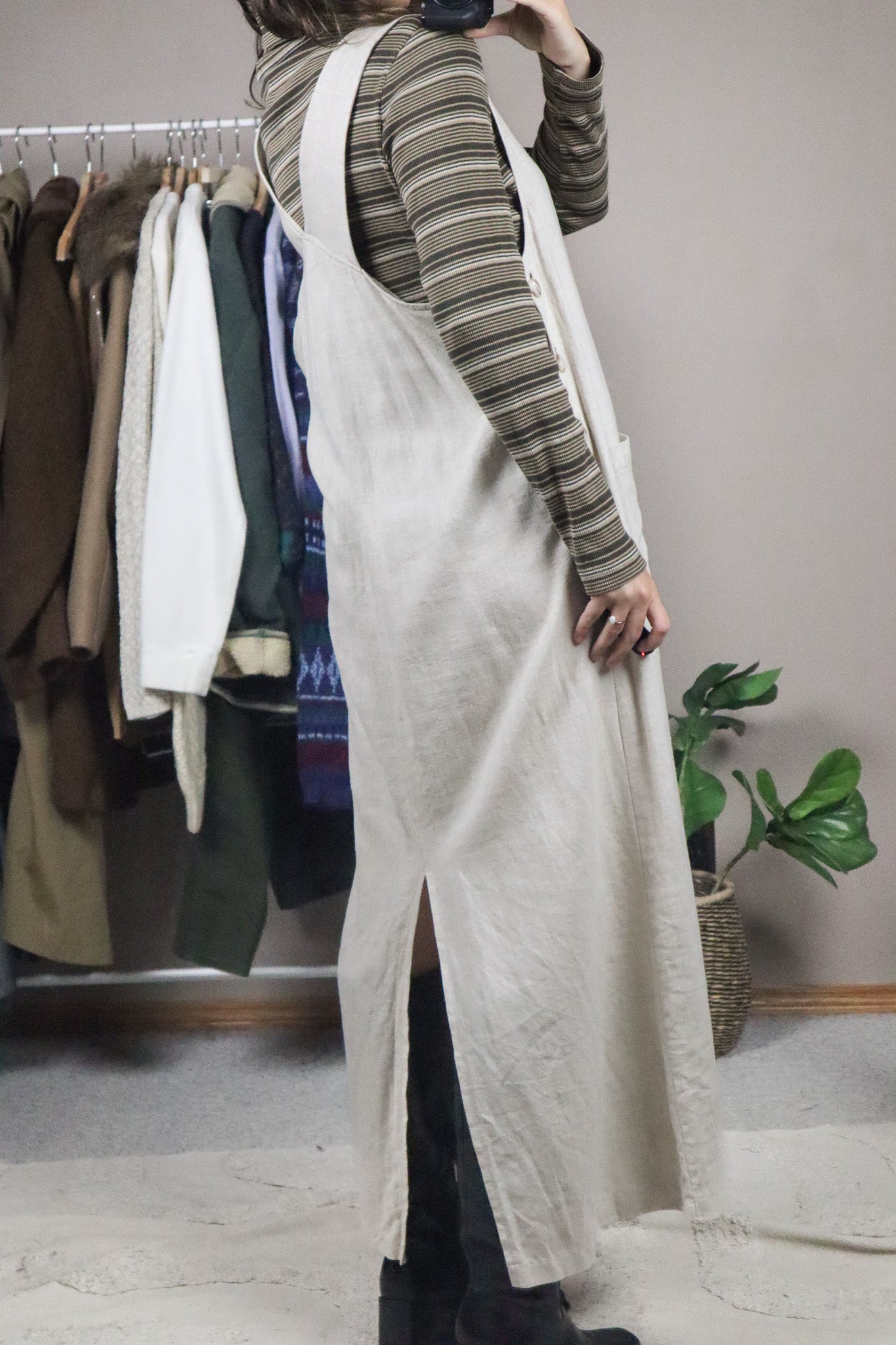 Made in Canada x Vintage x Linen Blend Dress (10/12)