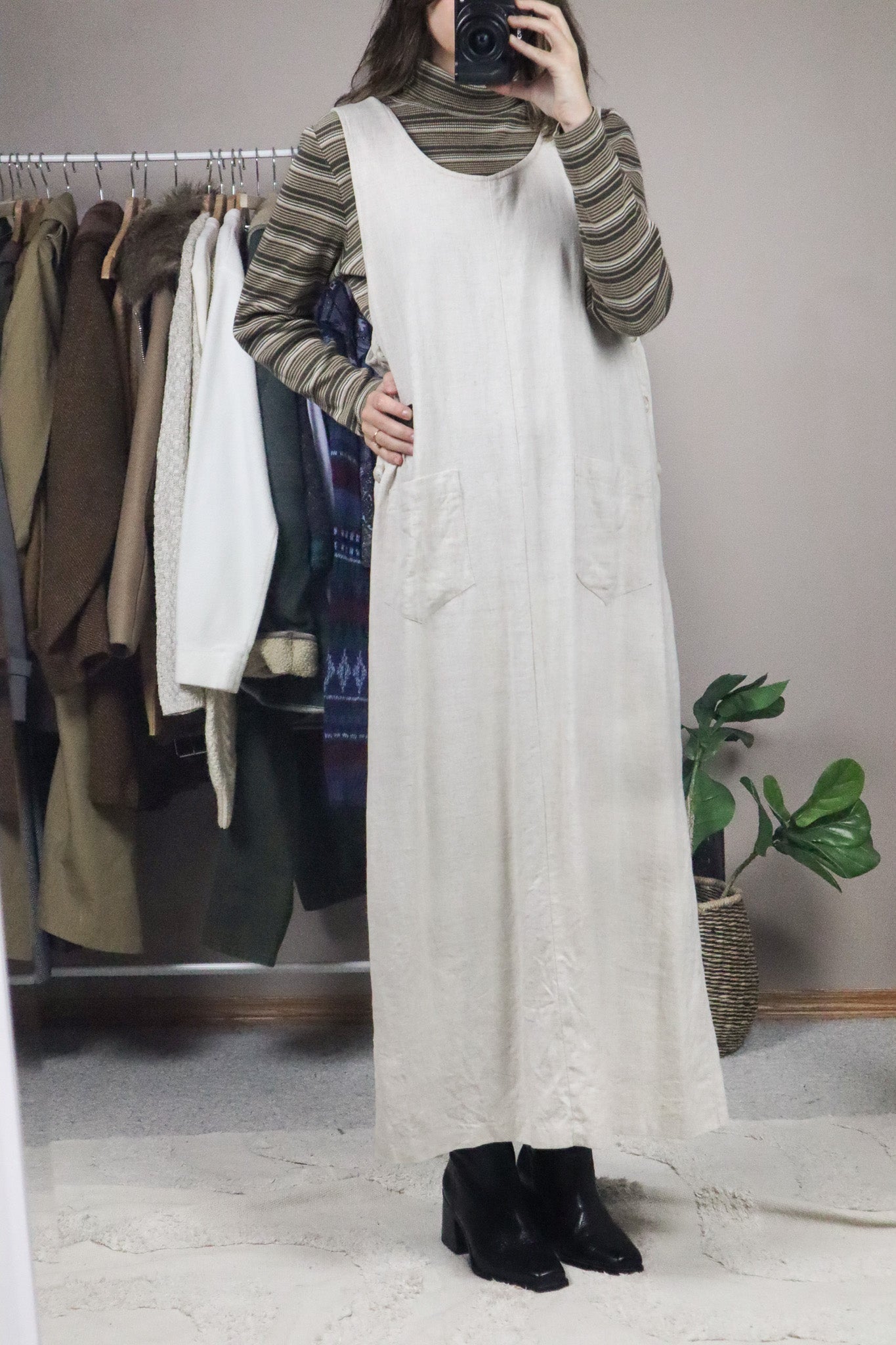 Made in Canada x Vintage x Linen Blend Dress (10/12)