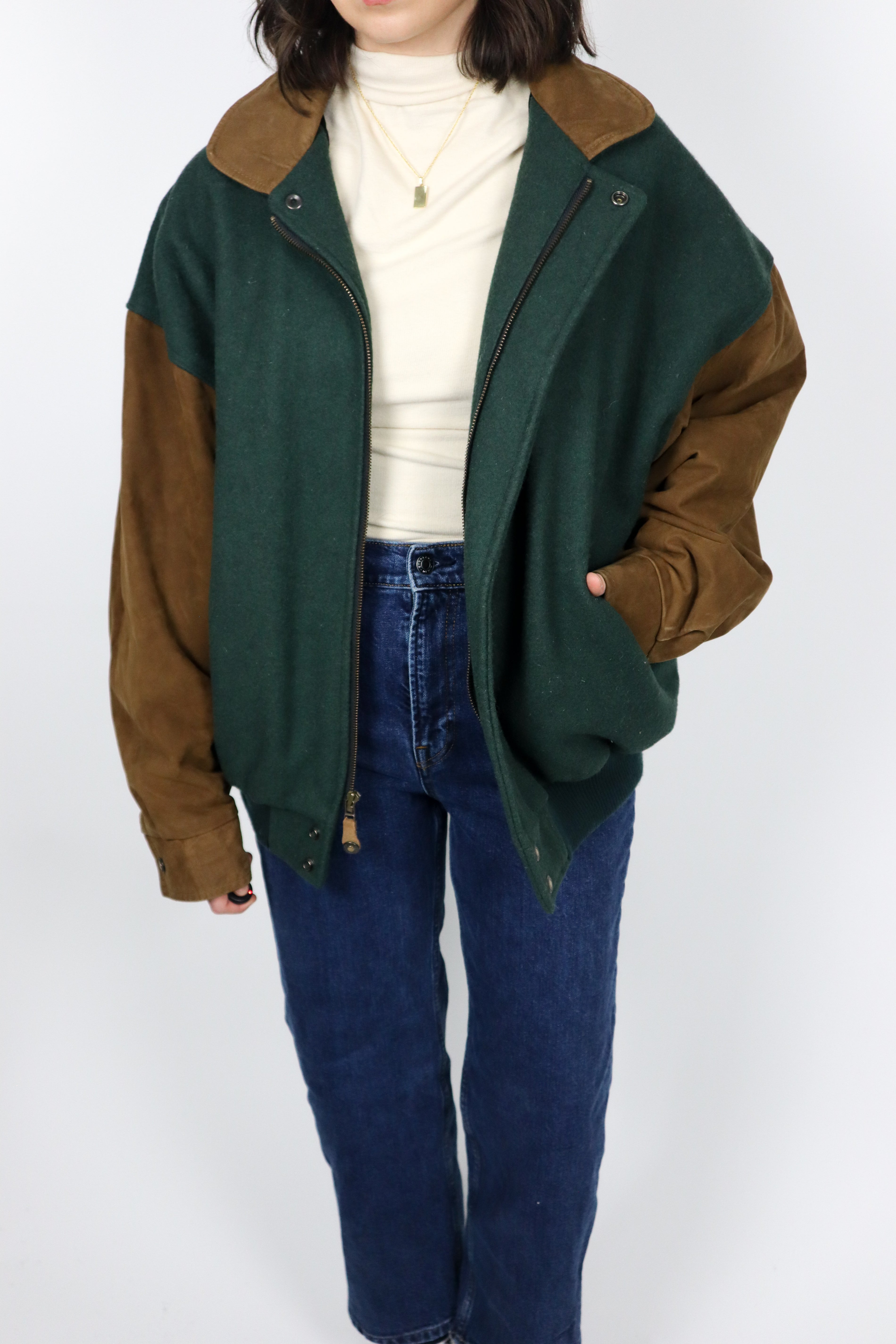 Vintage x Made in Canada x Wool & Leather Varsity Bomber (M/L)