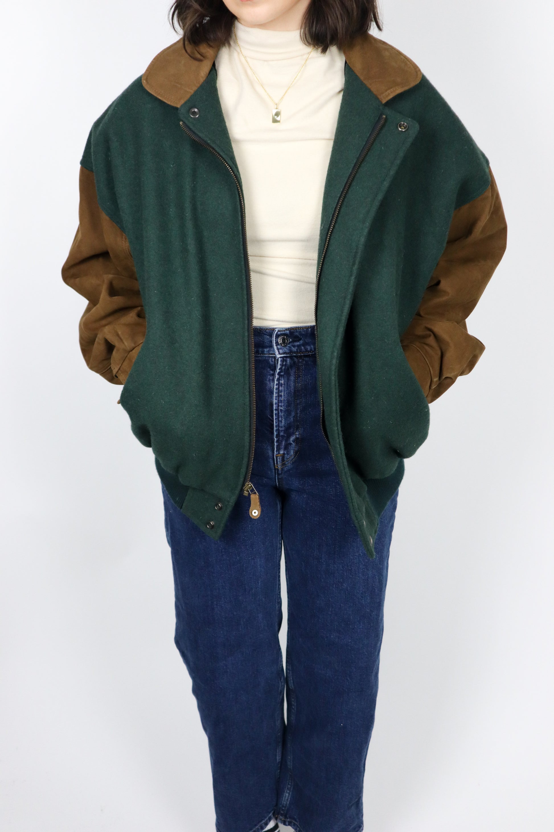 Vintage x Made in Canada x Wool & Leather Varsity Bomber (M/L)