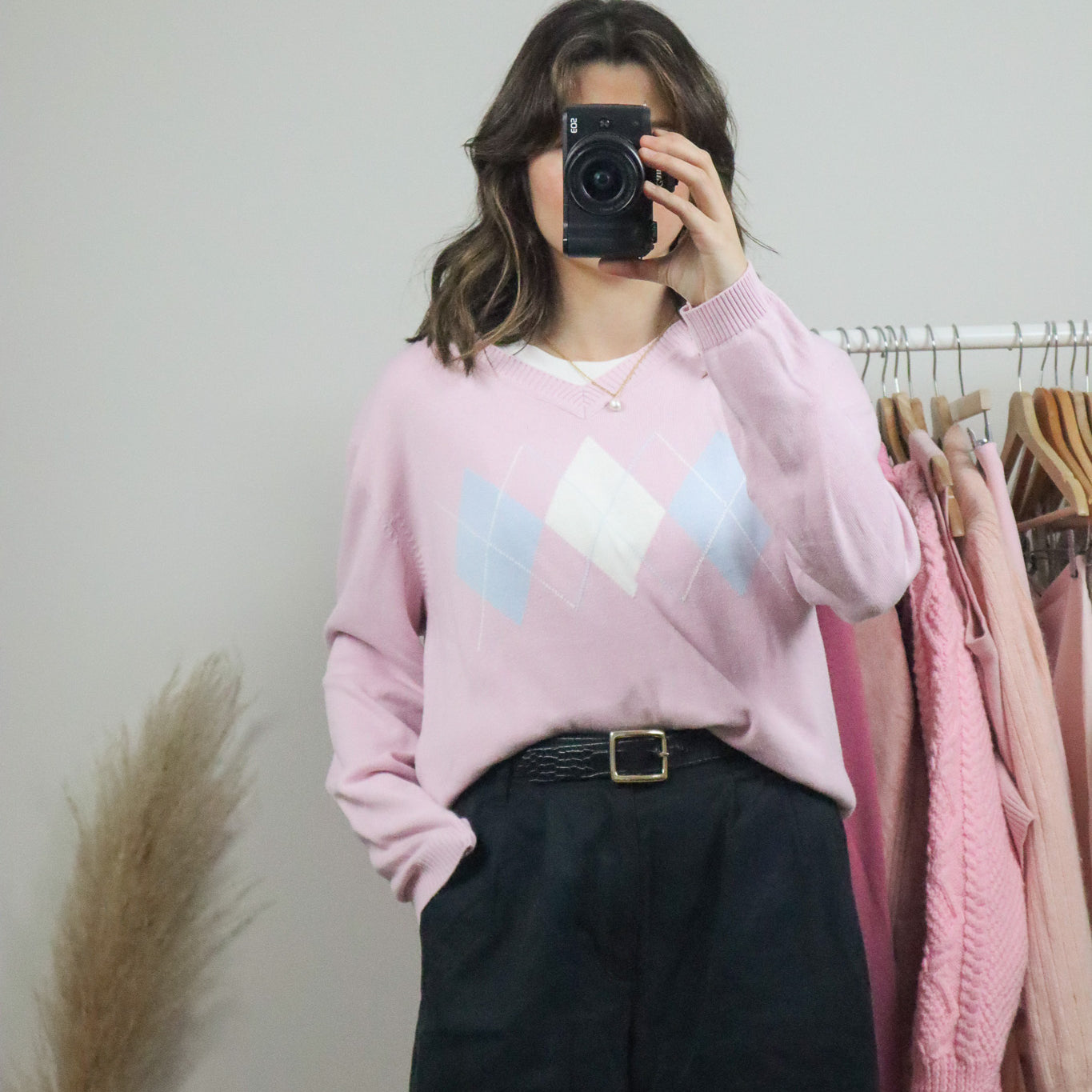 Vintage x Argyle Knit Sweater (L)