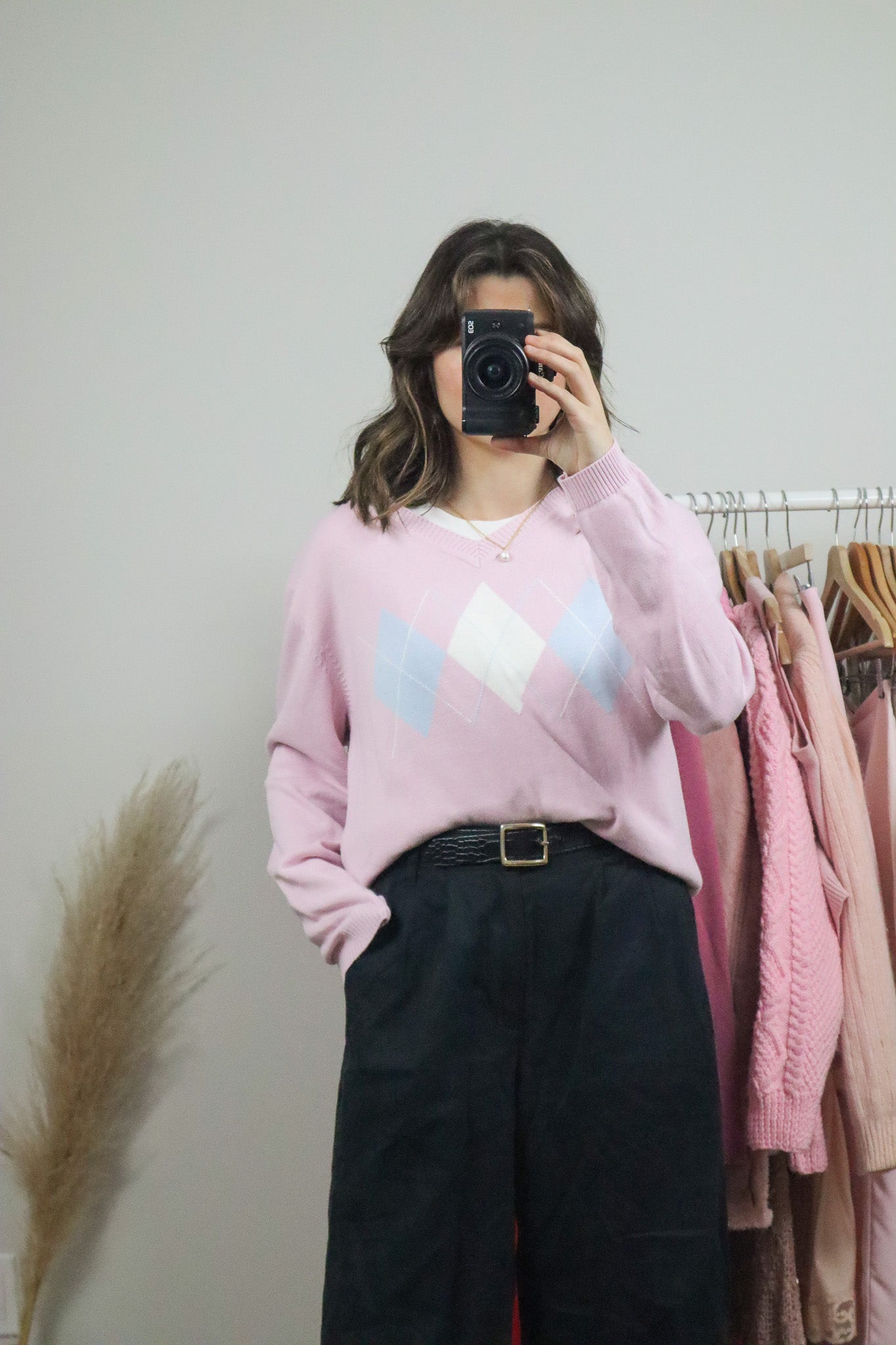 Vintage x Argyle Knit Sweater (L)