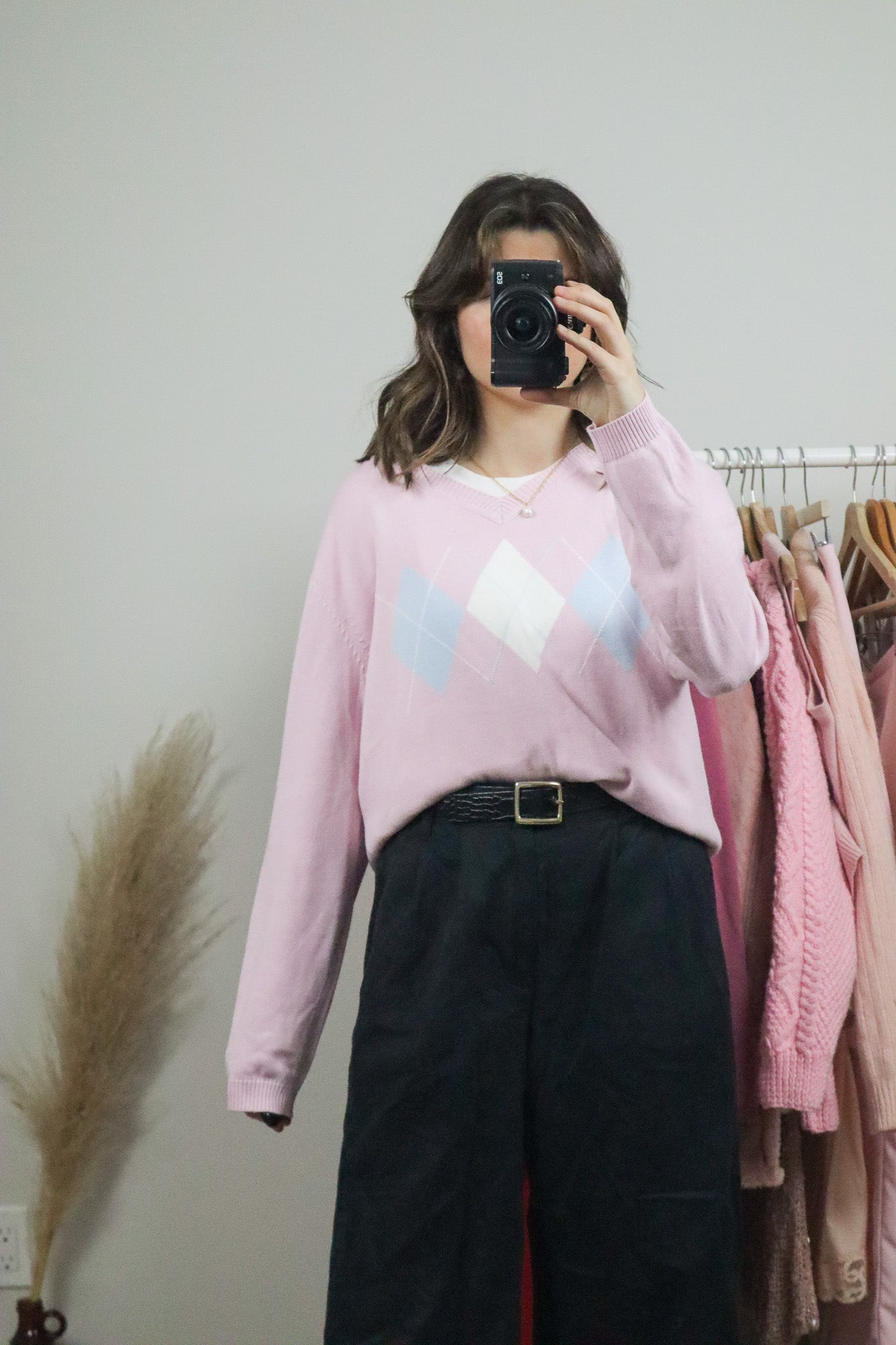 Vintage x Argyle Knit Sweater (L)