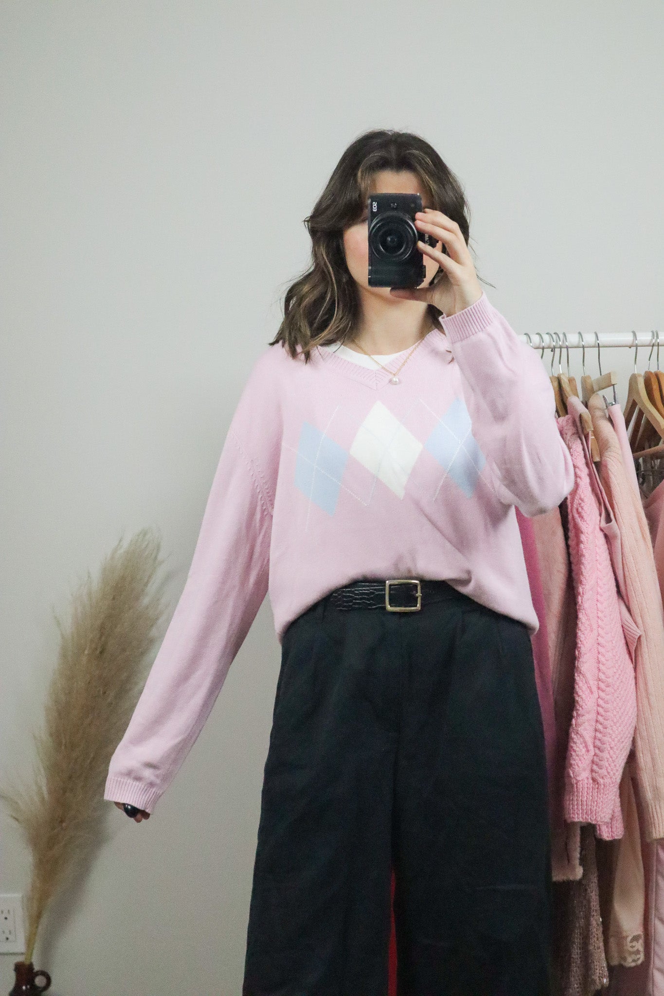 Vintage x Argyle Knit Sweater (L)