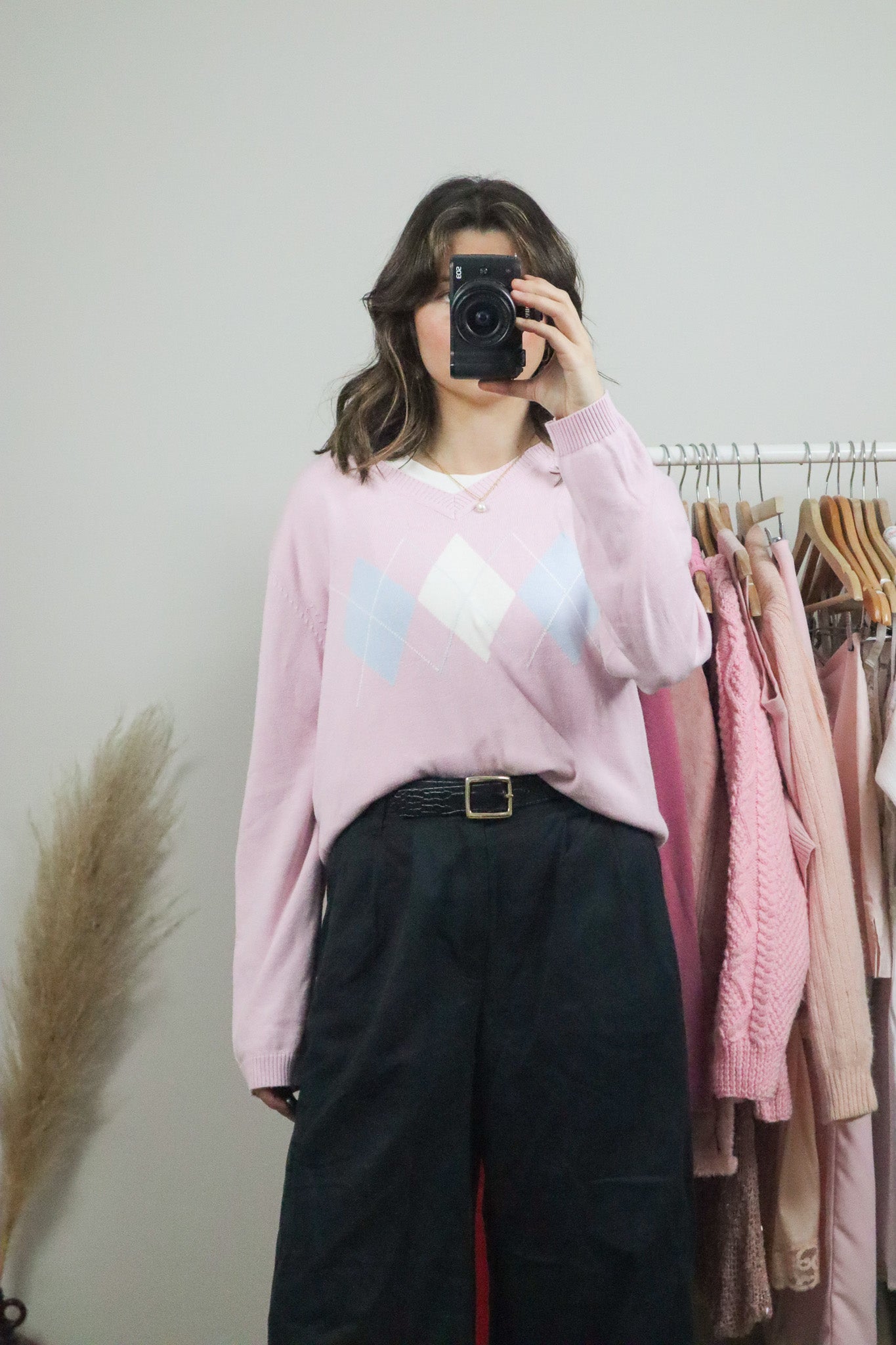 Vintage x Argyle Knit Sweater (L)