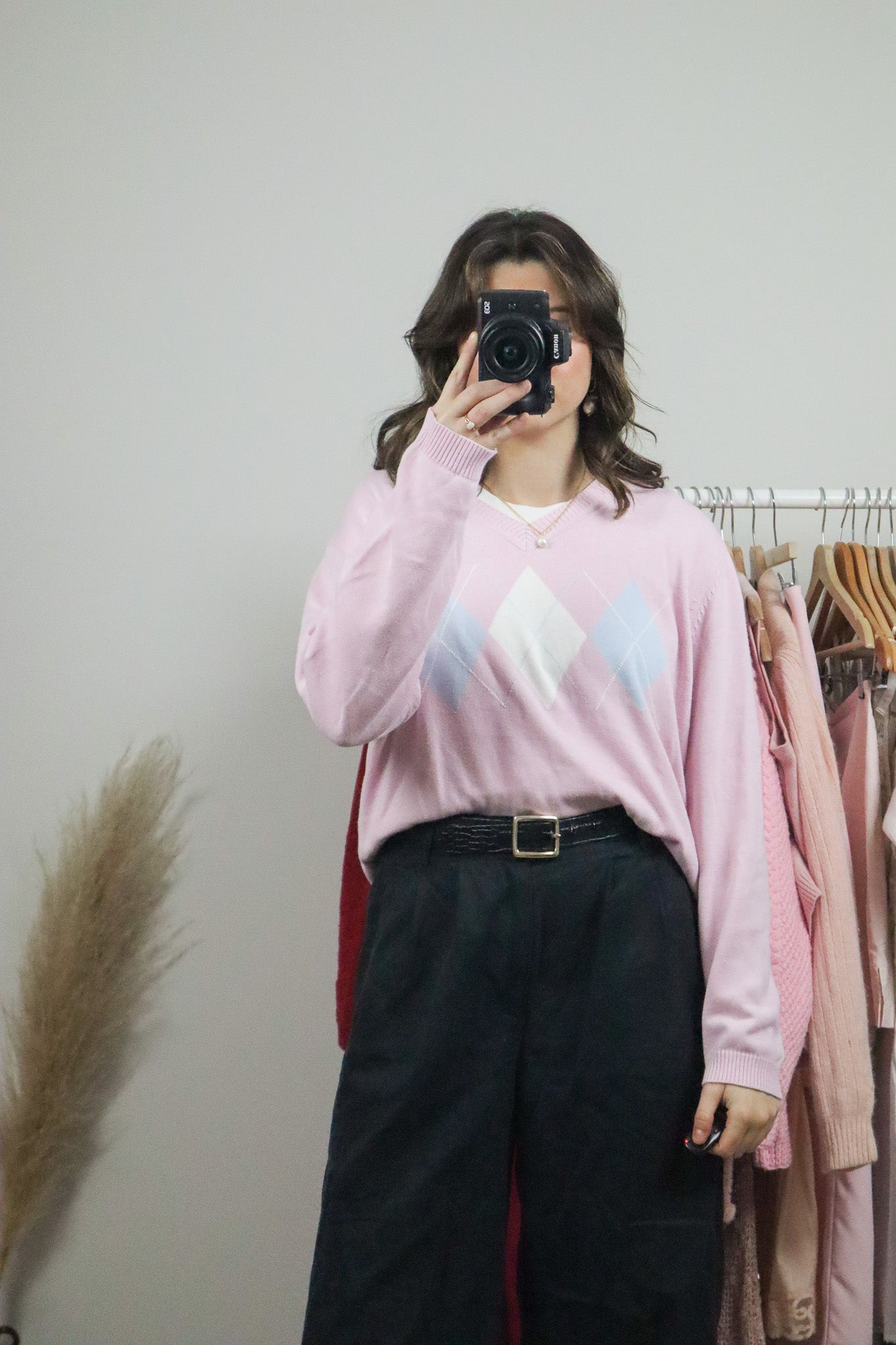 Vintage x Argyle Knit Sweater (L)