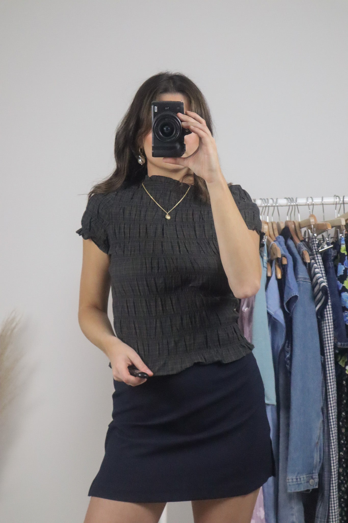 Modern x Cotton Gingham Ruched Top (S)
